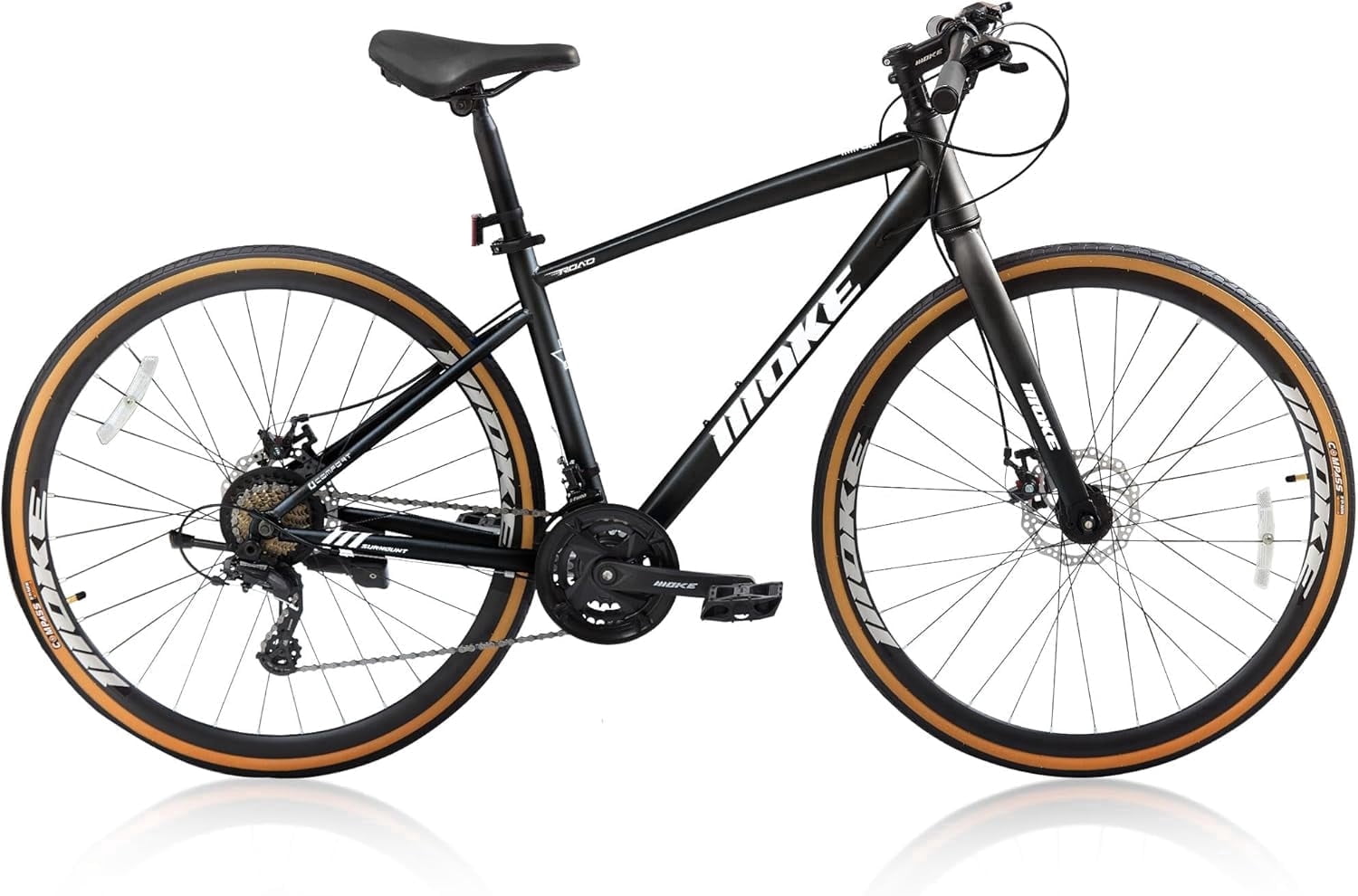 Mens Road Bike, NEORIVER 700C 24-Speed Hybrid Bike for Adults, Features Dual Disc Brakes, Trigger Shifting, Internal Wiring & Lightweight Frame for City Commuting