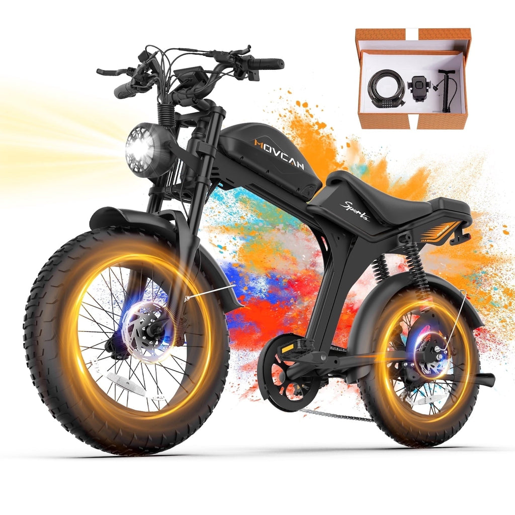 Movcan V70 Electric Bike for Adults, Peak 2500W 35mph 52V 23.4Ah E-Mountain Bike,20 Fat Tire Full Suspension UL2849