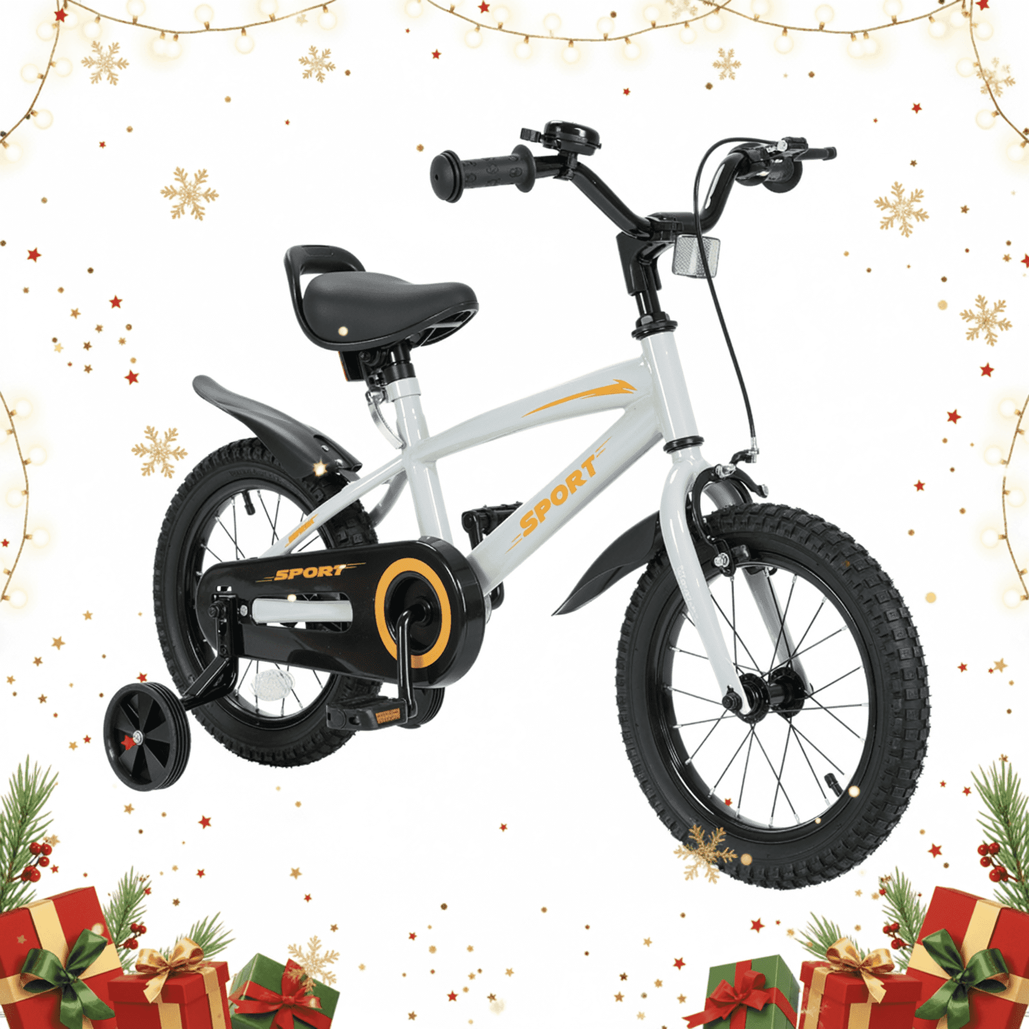Naipo 16 Inch Kid Bikes for Boys and Girls Kid Bicycles with Kickstand and Training Wheels Boys Bike Gray-Orange