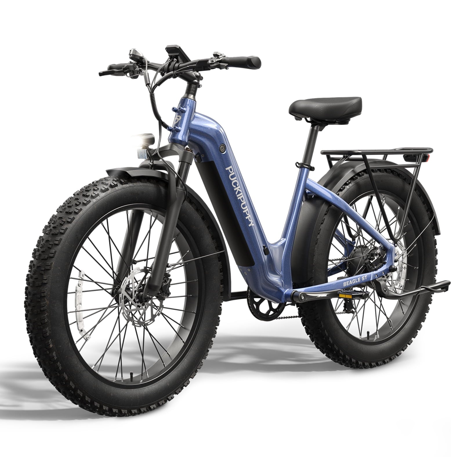 PUCKIPUPPY 960W Peak Electric Bike for Adults Step Through E-Bike 28mph Max Speed 60Miles Range 26 Fat Tire Electric Mountain Bike 48V 15AH Battery 7 Speed off-Road Ebike, Comply with UL2849 By SGS