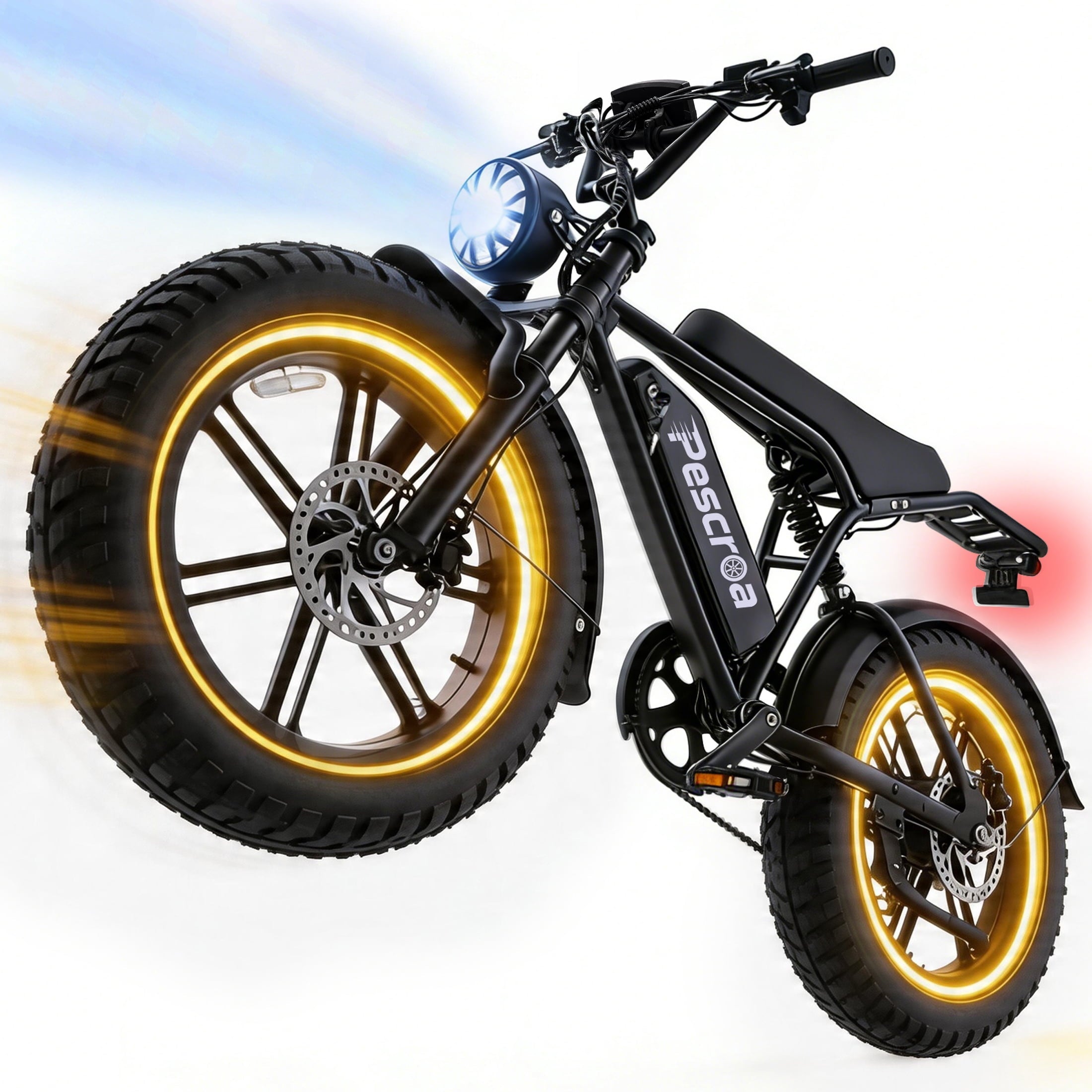 Pescroa E-Bikes for Adults, 1500W Peak Motor Electric Bike for Adults, 20 Fat Tire Electric Bike with 70-100 Miles, 7-Speed Electric Mountain Bike