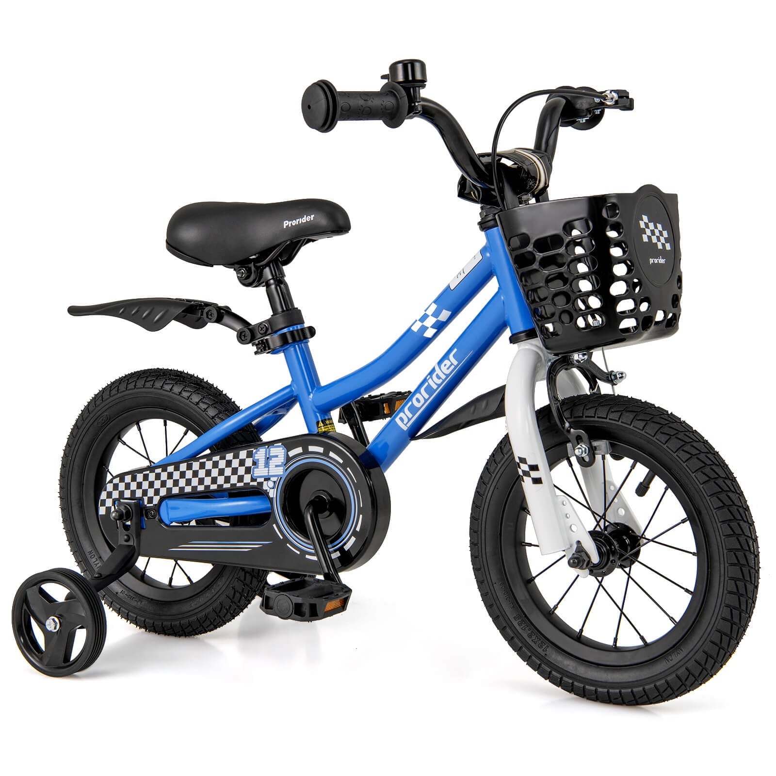 Costway 14'' Kid's Bike with Removable Training Wheels & Basket for 3-5 Years Old Blue