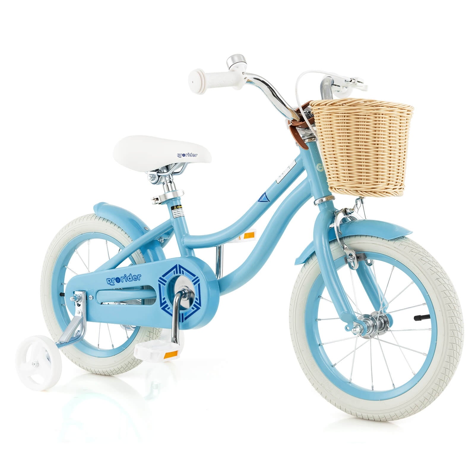 Costway 14 Kid's Bike with Training Wheels Adjustable Handlebar Seat Handbrake Pink