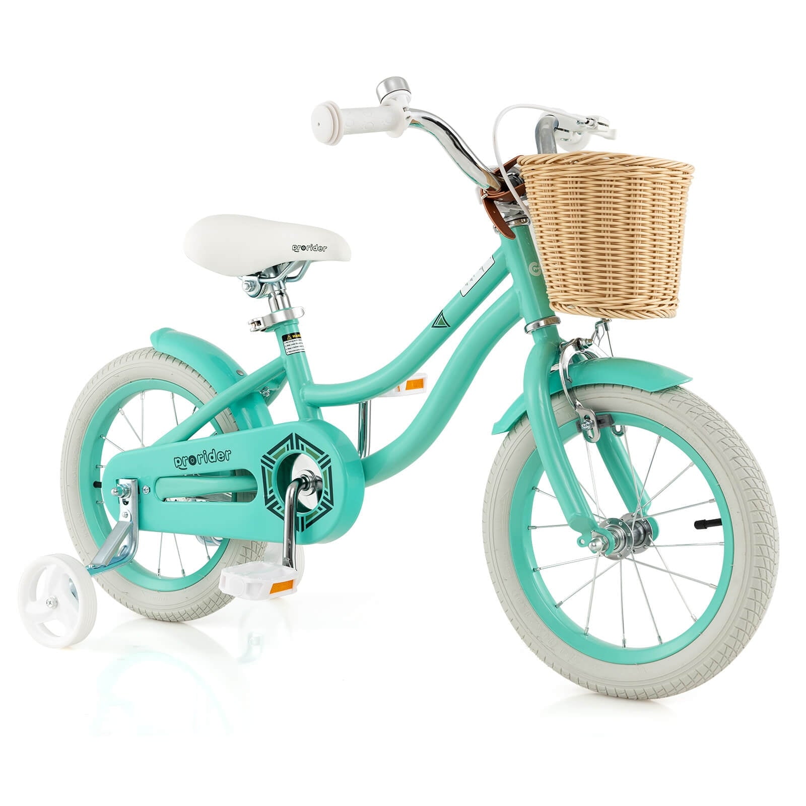 Costway 16 Kid's Bike with Training Wheels Adjustable Handlebar Seat Handbrake Pink