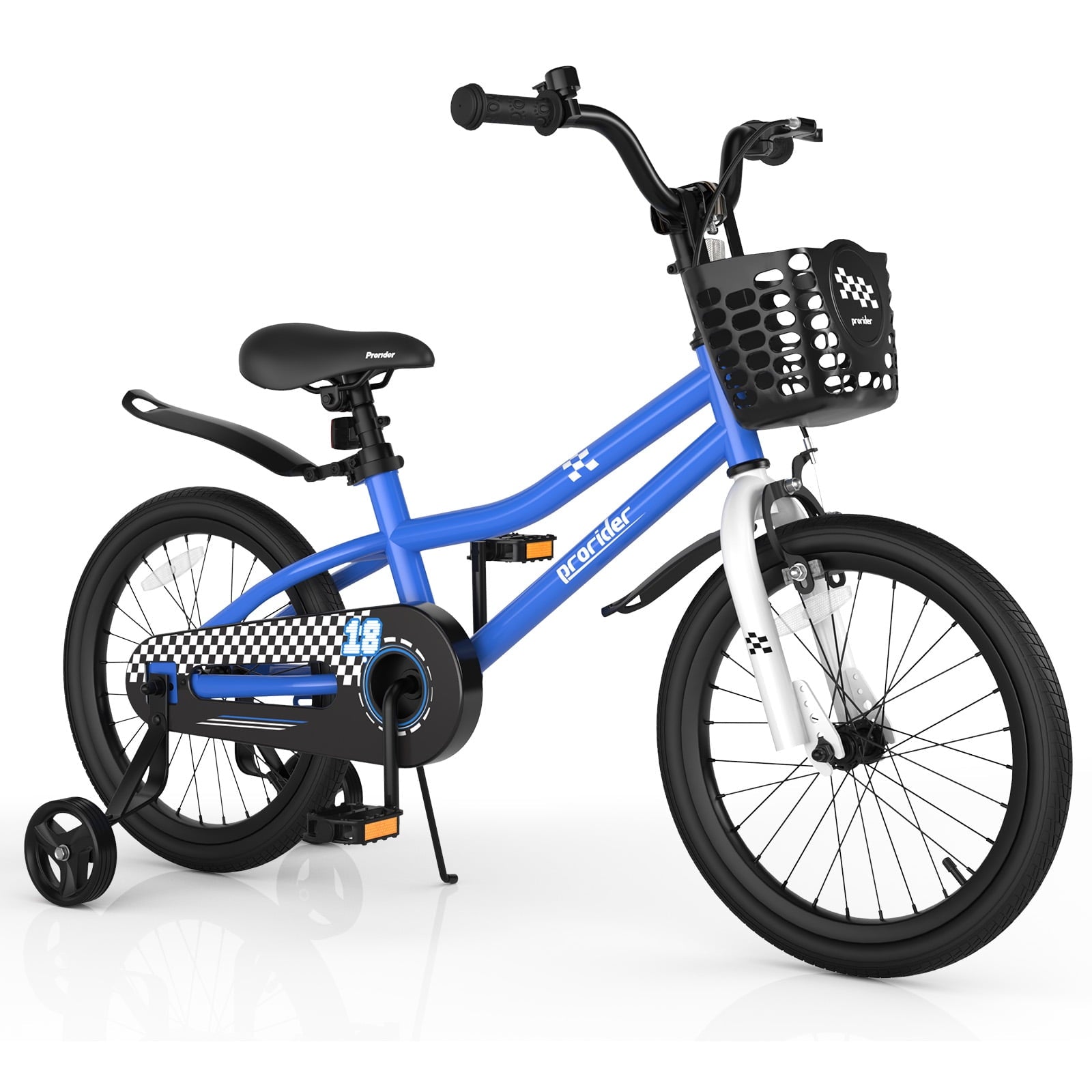 Costway 14'' Kid's Bike with Removable Training Wheels & Basket for 3-5 Years Old White
