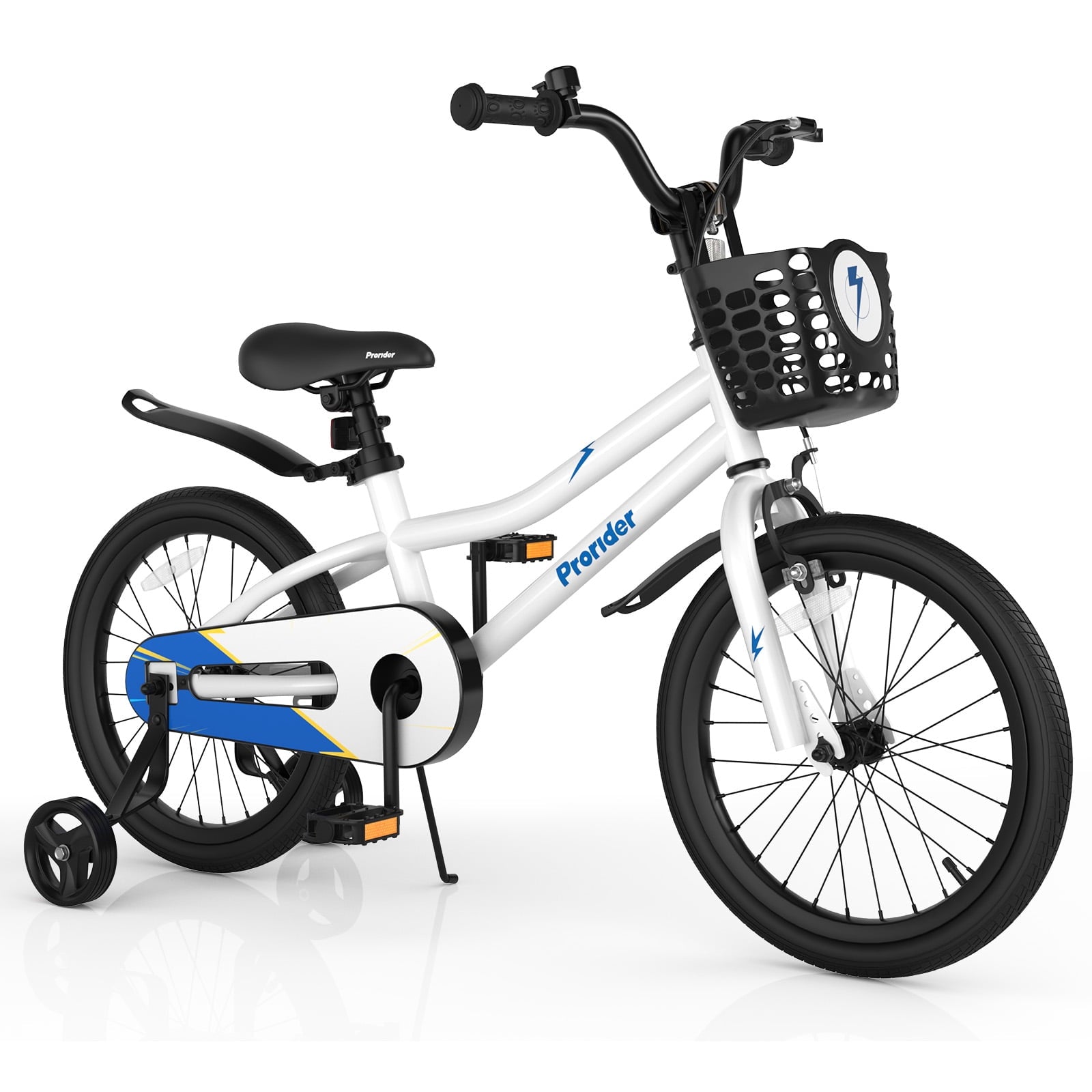 Costway 14'' Kid's Bike with Removable Training Wheels & Basket for 3-5 Years Old Blue