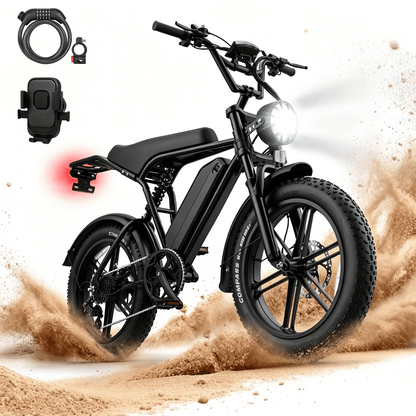 QEASET 20 Electric Bike for Adults 500W 48V 15Ah Commuter E-Bike 28mph Hydraulic Disc Brakes 7-Speed Fat Tire Electric Bicycle with Rear Rack