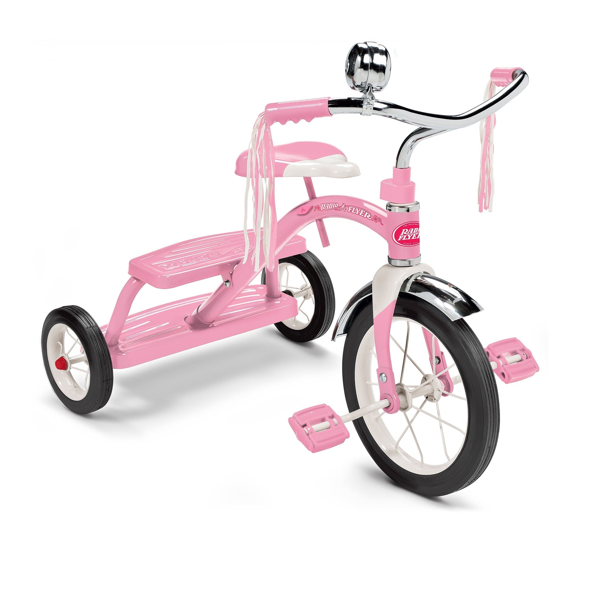 Radio Flyer, Classic Red Dual Deck Tricycle, 12 Front Wheel, Red, Kids Ages 2.5 - 5 Years