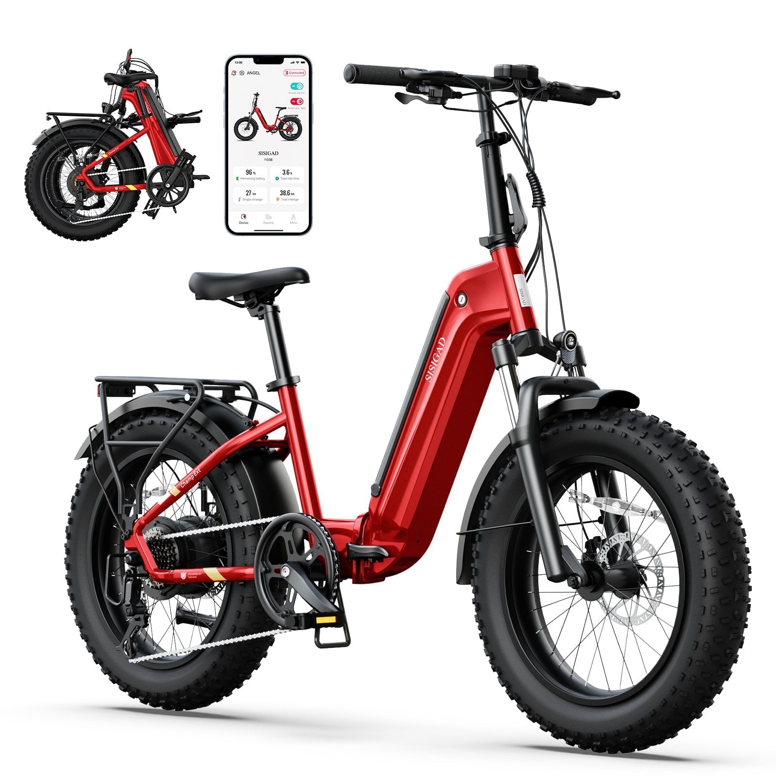 SISIGAD Electric Bike for Adults, 500W Peak 750W Battery Long Range, 20mph E Mountain Bike, 20×4.0 Fat Tire Ebike, Electric Bicycle 48V/10.4AH UL2849