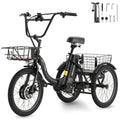 Electric Scooter Tricycle for Adults, 20” Folding Electric Trike,3 Wheels Electric Bicycle Bikes, Peak 1000W Step-Thru Etrike with 36V 13Ah UL2849  Removable Battery and Large Basket for Women Men
