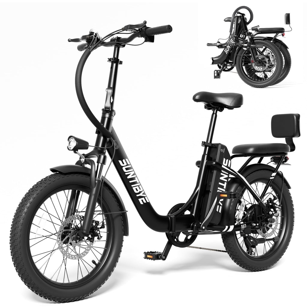 SUNTIBYE SE1 Folding Electric Bike for Adults, 1000W Motor, 28MPH, 48V 15Ah Battery, 20 Fat Tire E-Mountain Bike, UL2849, Black