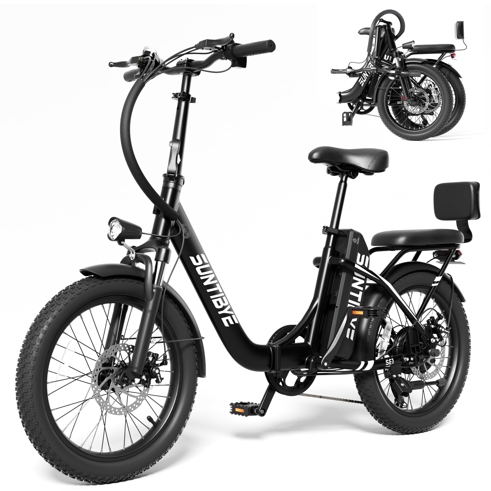 SUNTIBYE SE1 Folding Electric Bike for Adults, 1000W Motor, 28MPH, 48V 15Ah Battery, 20 Fat Tire E-Mountain Bike, UL2849, Black