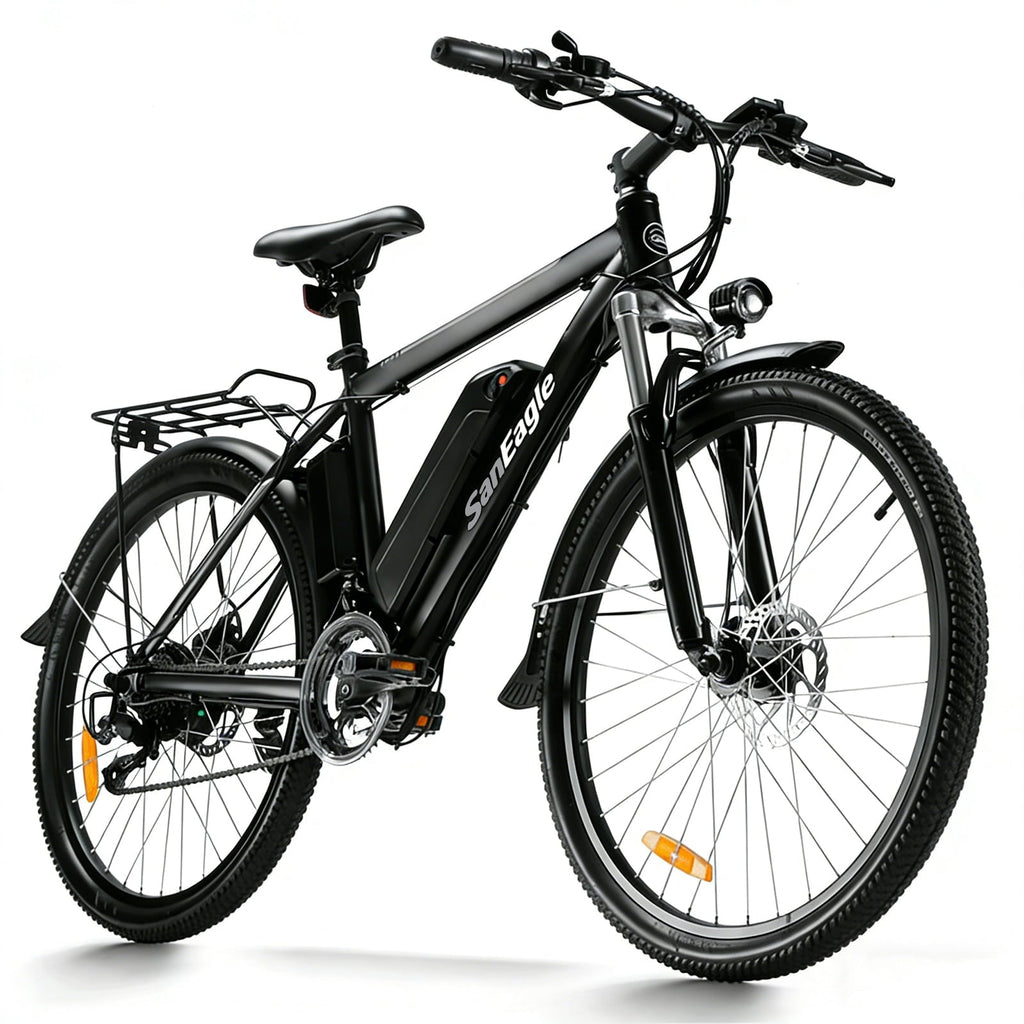 Saneagle 1000W Peak Electric Bike for Adults, City E-Bike, 52V 15Ah Removable Battery, 26 Tire, Shimano 21 Speed, UL 2849 Certified, Black