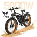 TUTTIO 5000W Dual Motor Electric Bike for Adults Max 46mph, 26x4in Fat Tire All Terrain E-Mountain Bike, 52V 25Ah Full Suspension E Bike, 7-Speed Gear Electric Bicycle UL2849