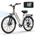 URLIFE 26 Electric Bike for Adults,750W Peak Motor,48V 10.4Ah Removable Battery, 60 Miles Range, 7-Speed City Commuter Ebike,UL2849-White
