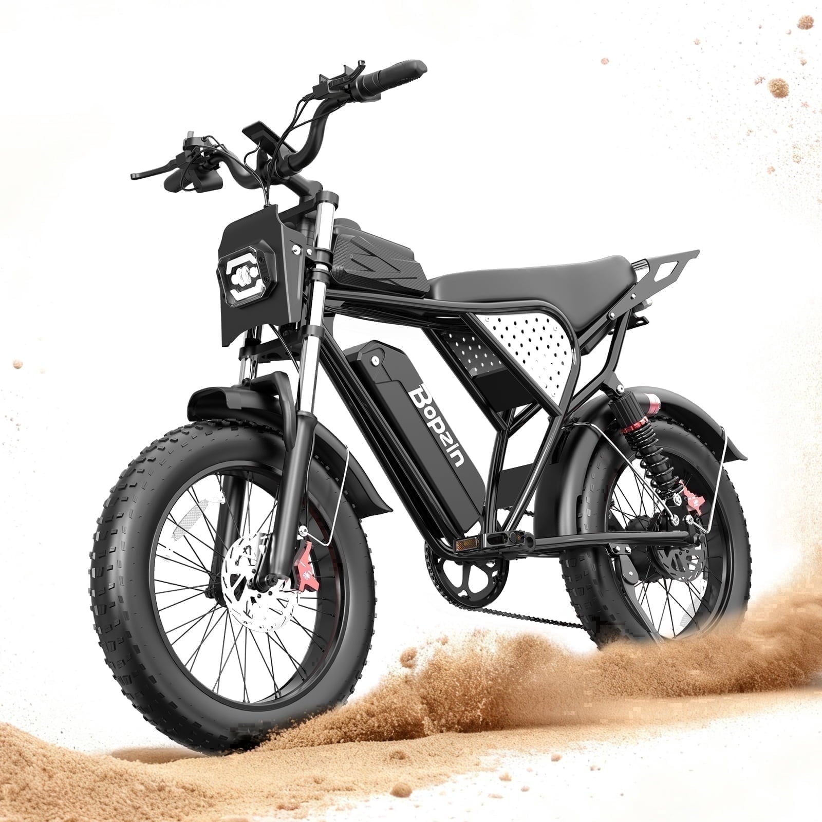 Peak 1500W Electric Bike for Adults,48V 20Ah,Max 80miles & 28mph Electric Bicycle, 20 Fat Tire Full Suspension Mountain Bike UL2849
