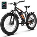 ZDZA Electric Bike for Adults, Peak 1500W Motor E-Mountain Bicycle, 26 Fat Tire 28mph Ebike, 48V 15Ah Removable, Dual Suspension with Shelf UL2849, Black