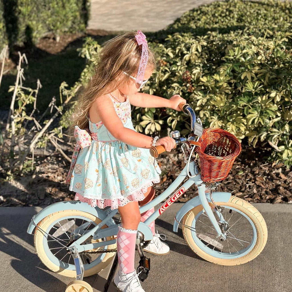 ACEGER 16 Inch Girls Bike with Basket, Purple, Training Wheels, Ages 4-8