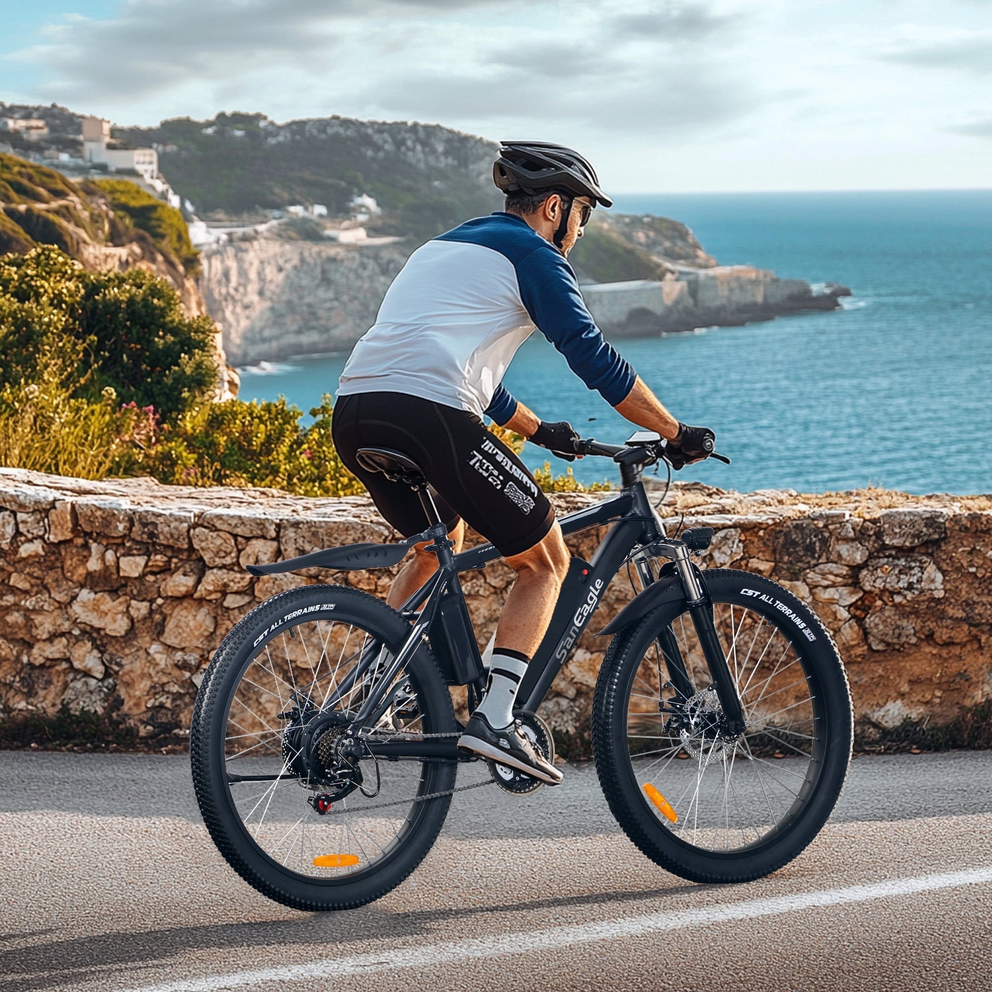Saneagle 1000W Peak Electric Bike for Adults, City E-Bike, 52V 15Ah Removable Battery, 26 Tire, Shimano 21 Speed, UL 2849 Certified, Black