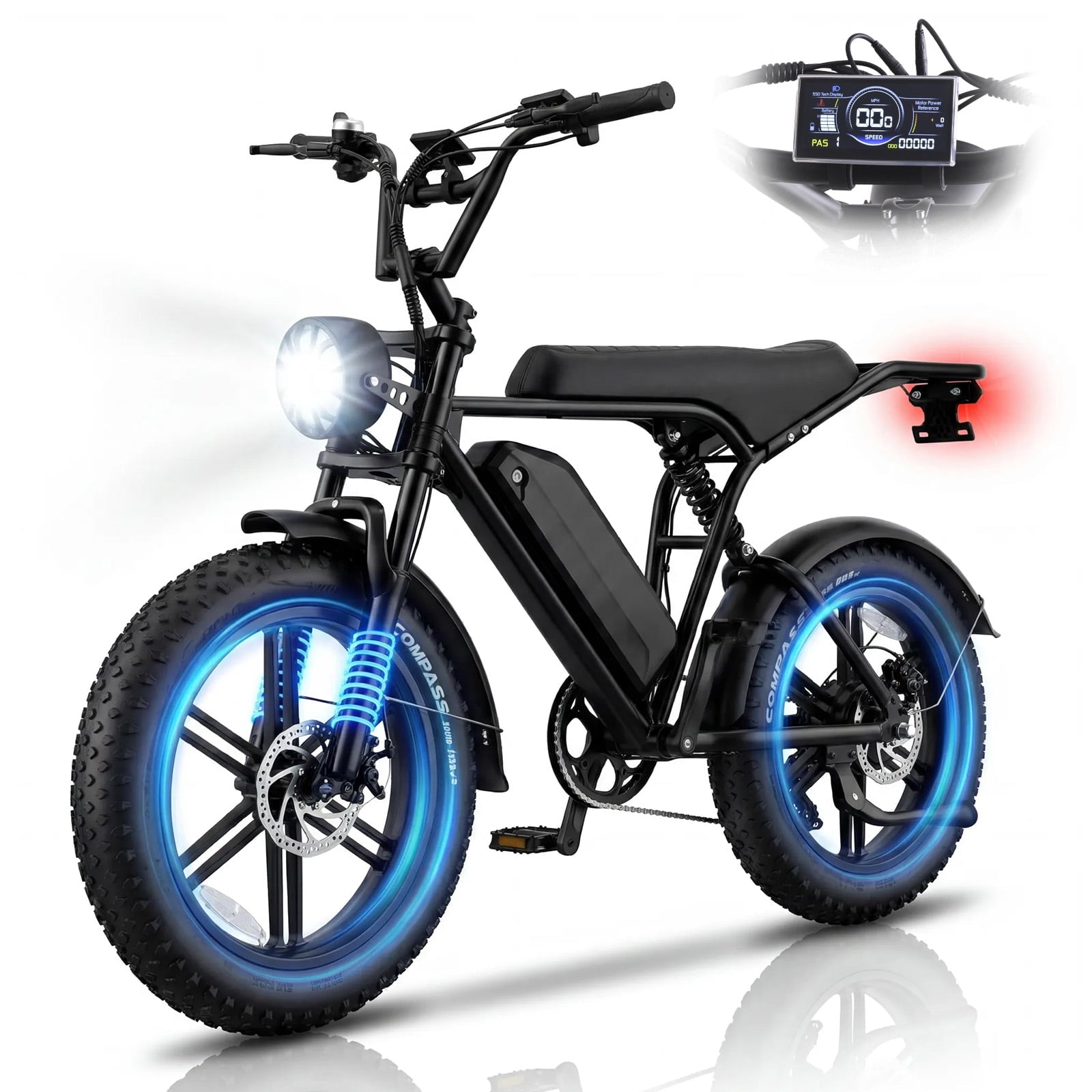 Electric Bike for Adults, 20 x 4” Fat Tire Electric Bicycle, 1500W Peak Motor 60 Miles, 48V 15Ah Removable Battery & 7 Speed Electric Mountain Bike , UL2849