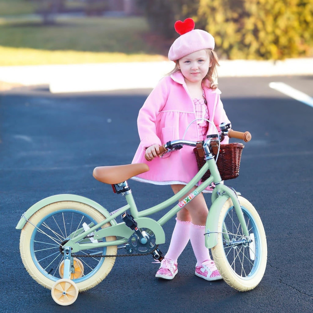 ACEGER 16 Inch Girls Bike with Basket, Purple, Training Wheels, Ages 4-8
