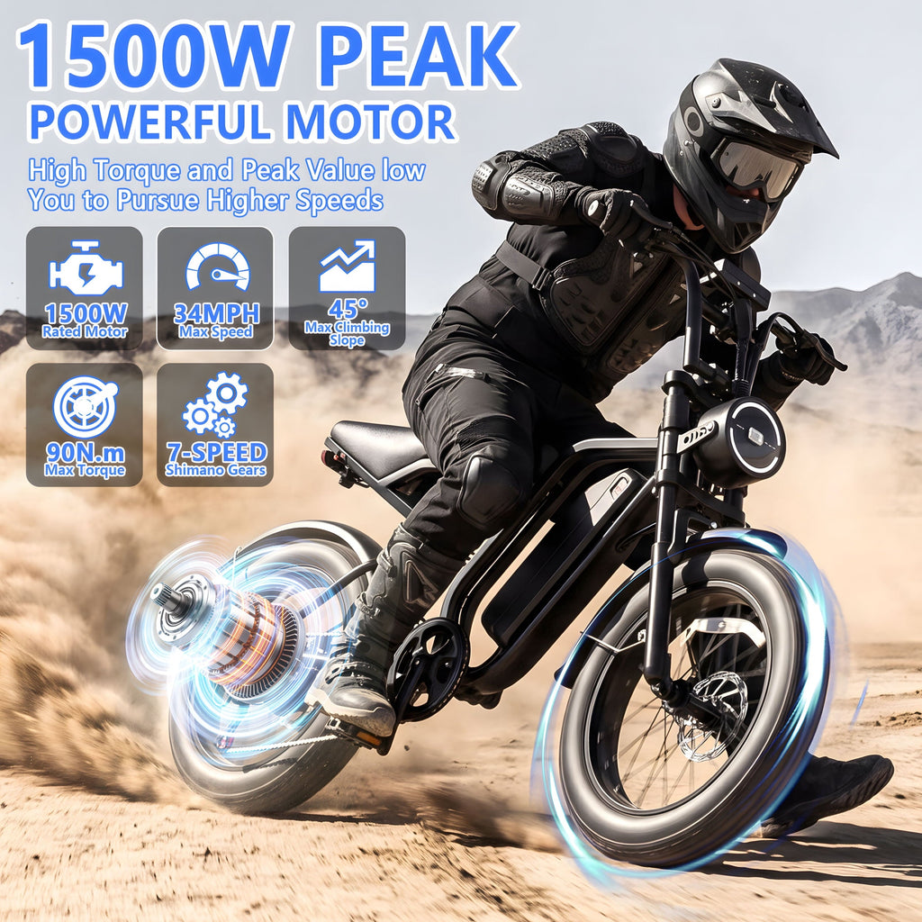 Gegaibe Electric Bike for Adults, 750W/1500W Peak Fat Tire E-Mountain Bicycle, Wireless CarPlay & Android Auto, UL2849