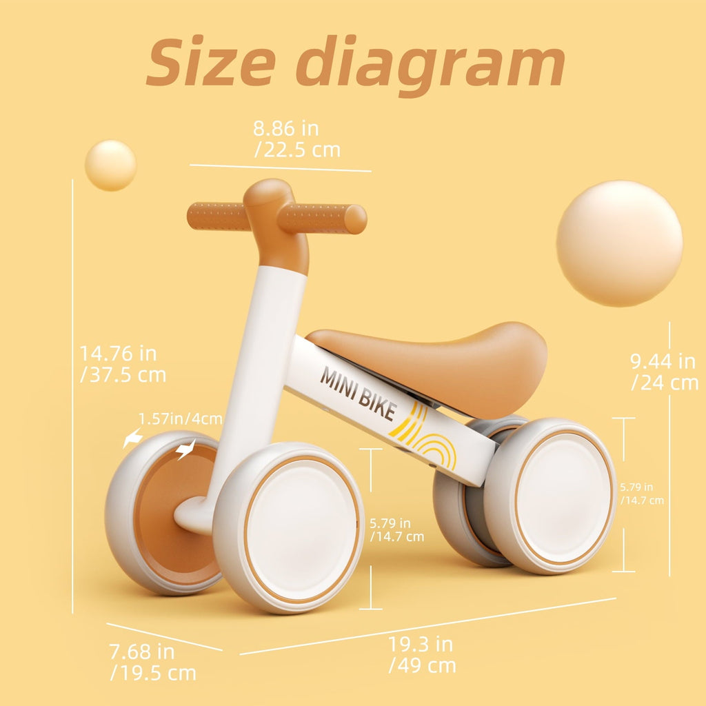 GLAF Baby Balance Bike for 12-36 Months , Toddler balance bike with 4 Wheels , Indoor & Outdoor Bike Riding Toy, First B-day Gift