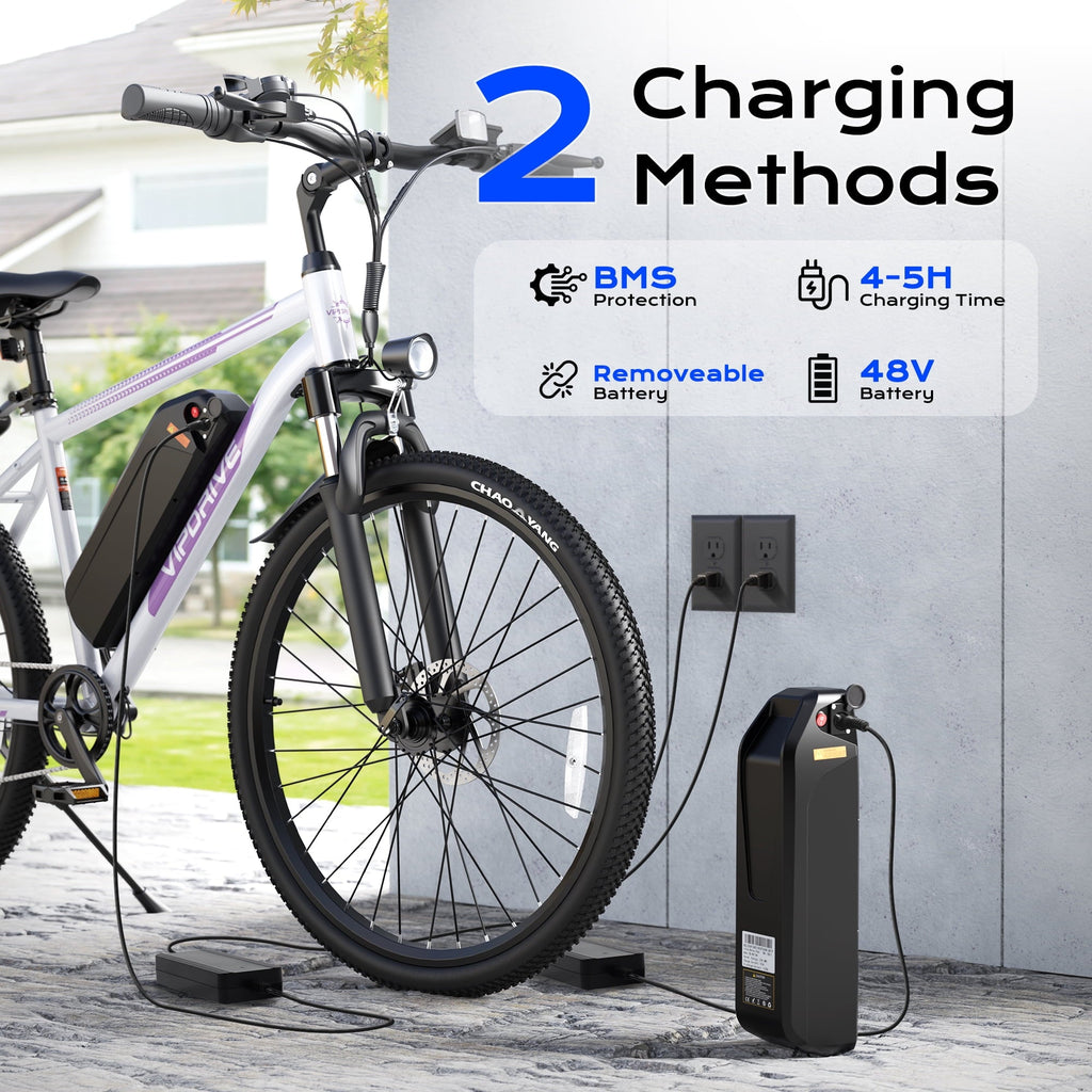 VIPDRIVE Electric Bike for Adults, 26'' 750W Peak Ebike, 48V 7.8AH Removable Battery .Up to 40 Miles 20MPH Electric Mountain Bike .Front Fork Suspension .UL2849