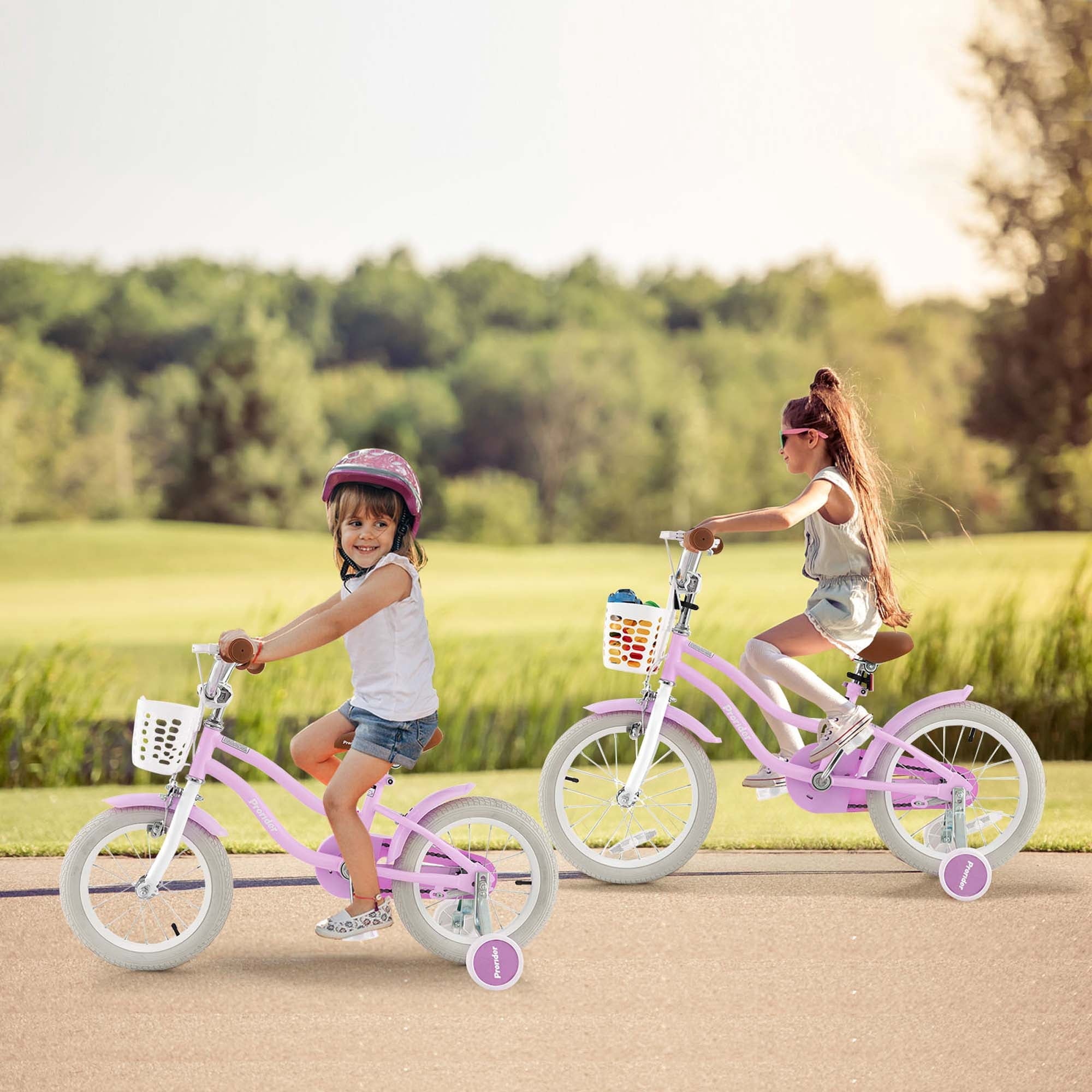 Costway 18'' Kids Bike Toddler Bicycle with Training Wheel Kickstand for 4-8 Years Old Pink