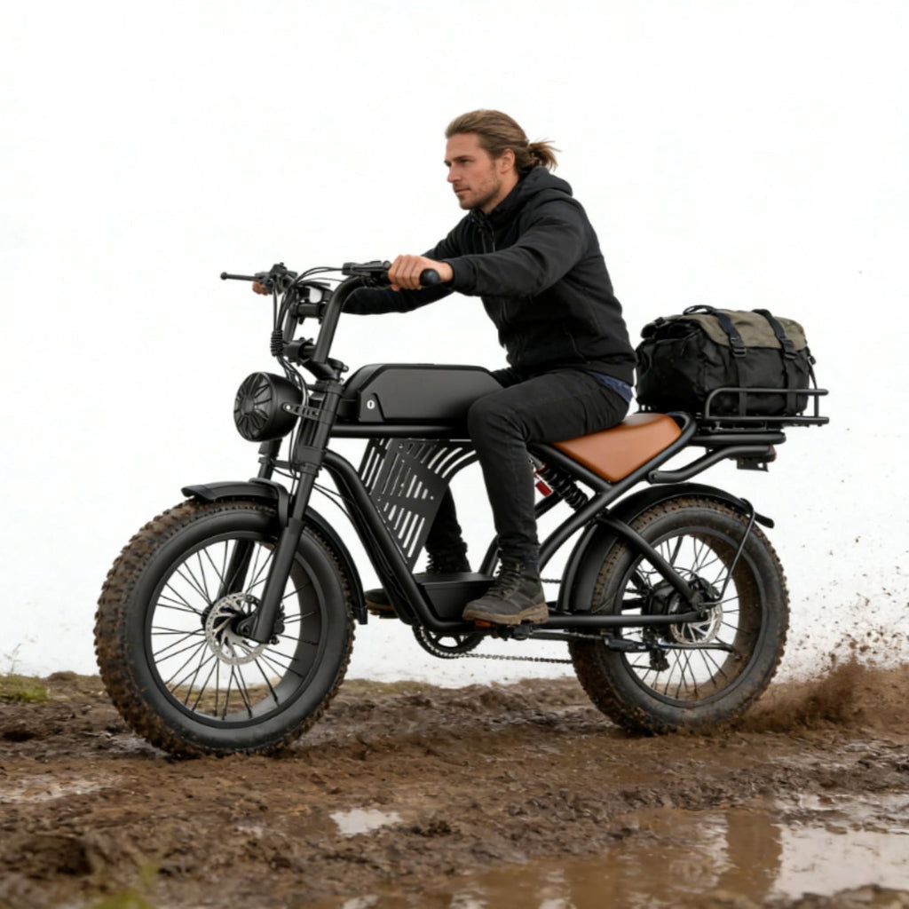 ASKGO Electric Bike for Adult, 2200W Peak Electric Dirt Bike, 100 Miles, 7 Speed Electric Motorcycle, 48V Removable Battery, 20 Fat Tire Off Road Ebike, Full Suspension Ebike for Snow/Beach/Mountain