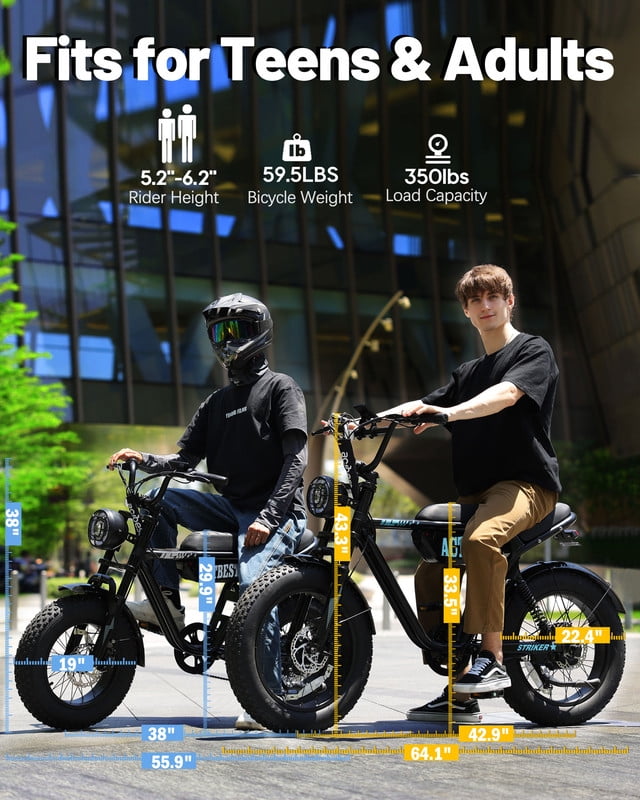Electric Bike for Adults, Peak 1500W 28 MPH Fat Tire All-Terrain Electric Motorcycle, Full Suspension Mountain Electric Dirt Bike for Men/ Women Black & Blue