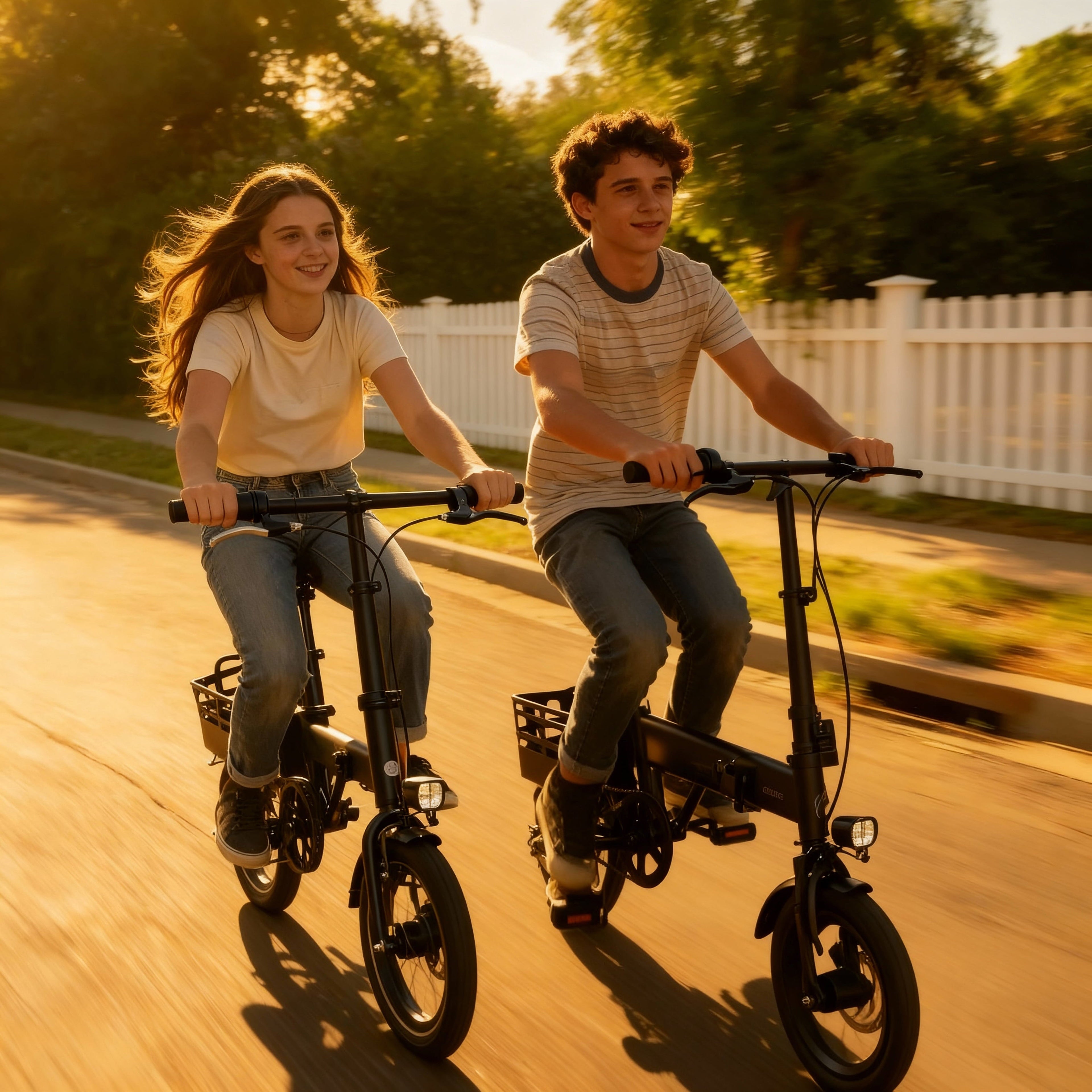 XLNEFNZ 14 Folding Electric Bike for Teens and Adults, 500W Peak Brushless Motor, 432Wh Hidden Anti-Theft Battery, 20MPH 35 Miles, Rear Basket Lightweight Ebike, UL2849
