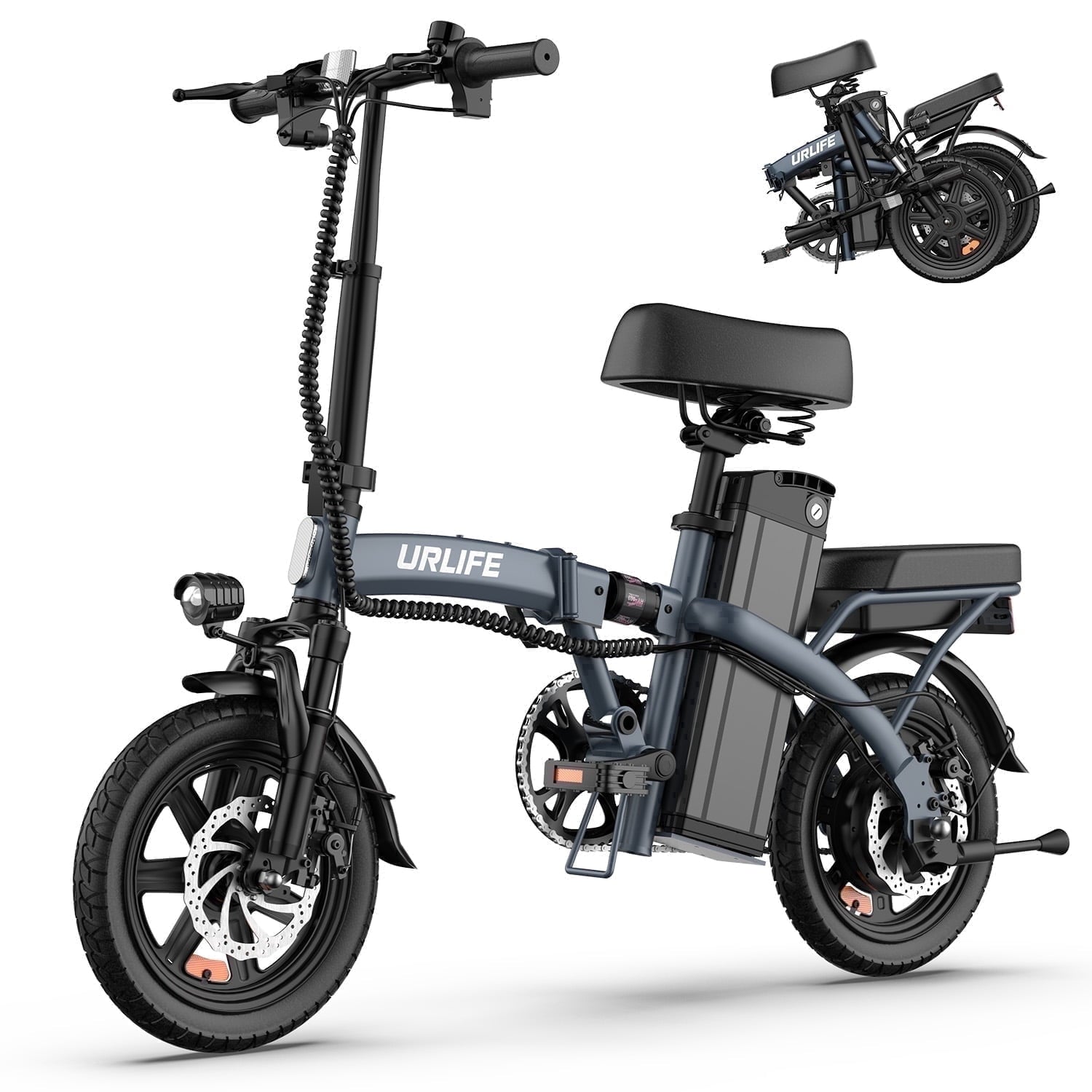 URLIFE 14Folding Electric Bike for Adults,500W Peak Motor,48V 7.5AH Removable Battery,Mini Ebike for Adults City Commuter,UL2849-Black
