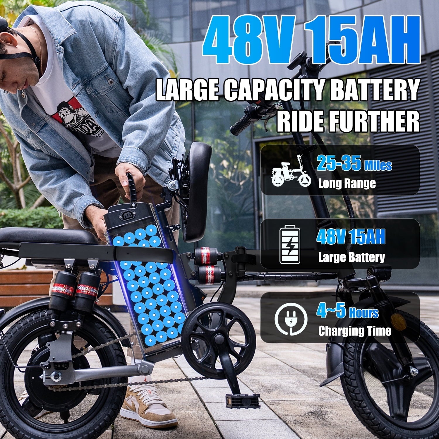 ASKGO F9 Adult Folding Electric Bike, 1200W 25 MPH 25 Miles, 48V 13Ah Removable Battery, Meets Daily Commuting,Going Out and Playing,Give the best gift,Folding Ebike for Adult with Two Seats .UL2849