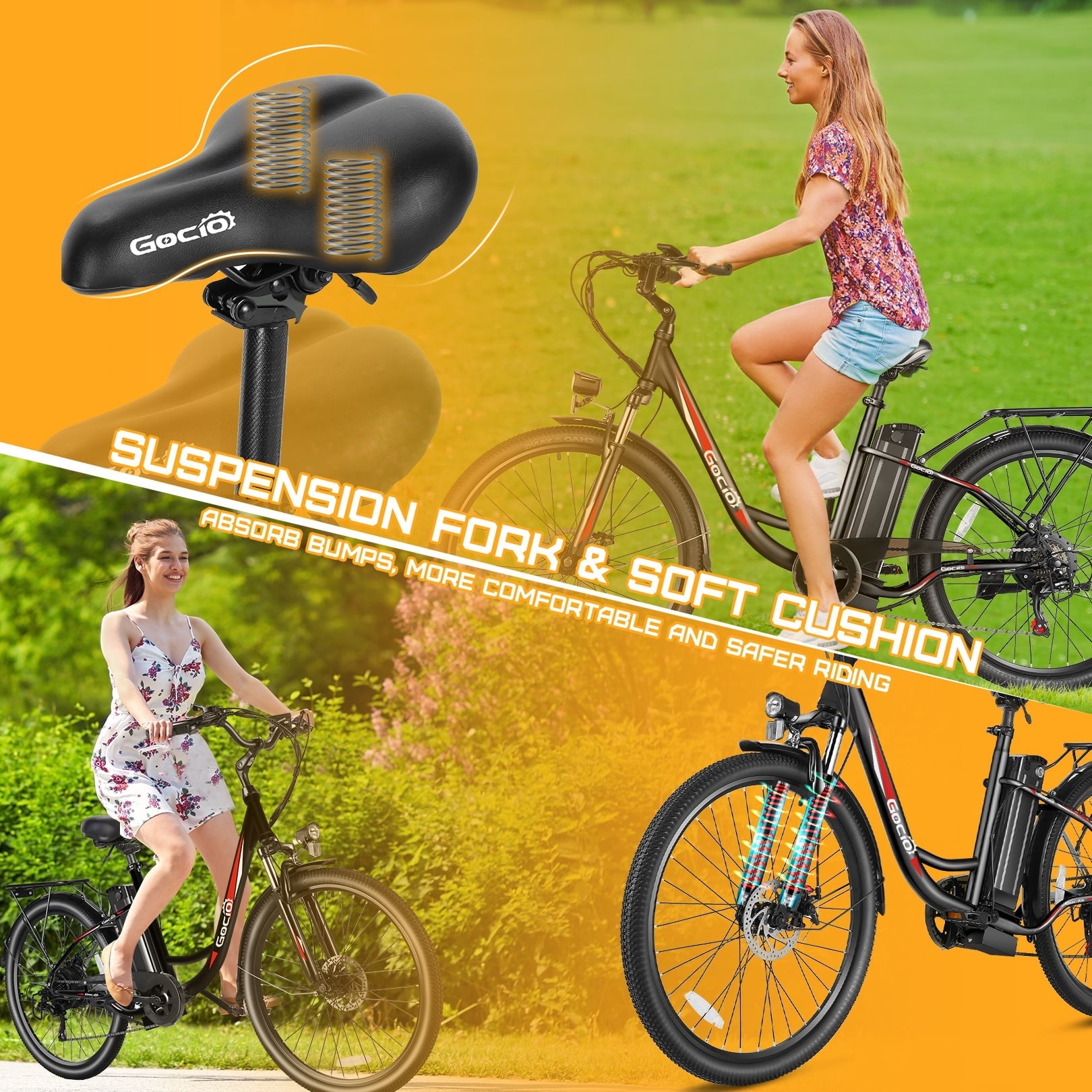 Gocio 26 Electric Bike for Adults, 500W Motor, City Commuter E-Bike, 48V 7.8Ah Removable Battery, Max 19.8Mph, 7 Speed, UL2849