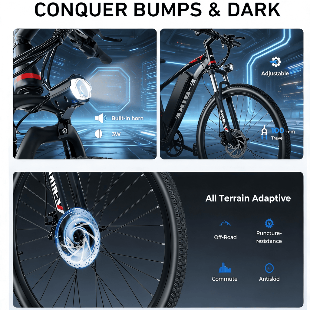 SHCNTEKU 749W Electric Mountain Bike, 26IN 25MPH 45Miles 7-Speed ebike with 36V 12ah 432Wh Battery ,e bicycle with UL 2849