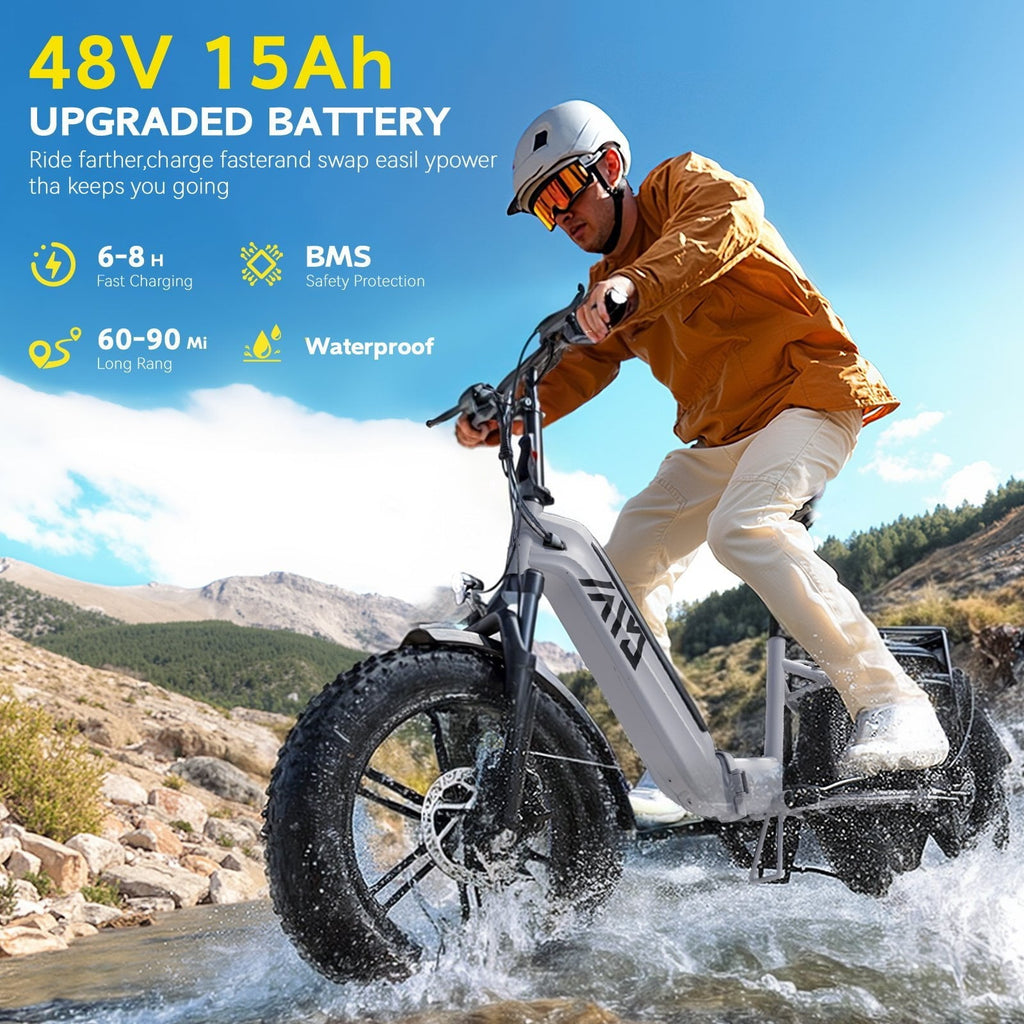 TST Electric Bike for Adult, 750W Motor 48V/15AH, UL2849, 20x4 Fat Tire Mountain E-bike, Hydraulic Disc Brakes, APP Control