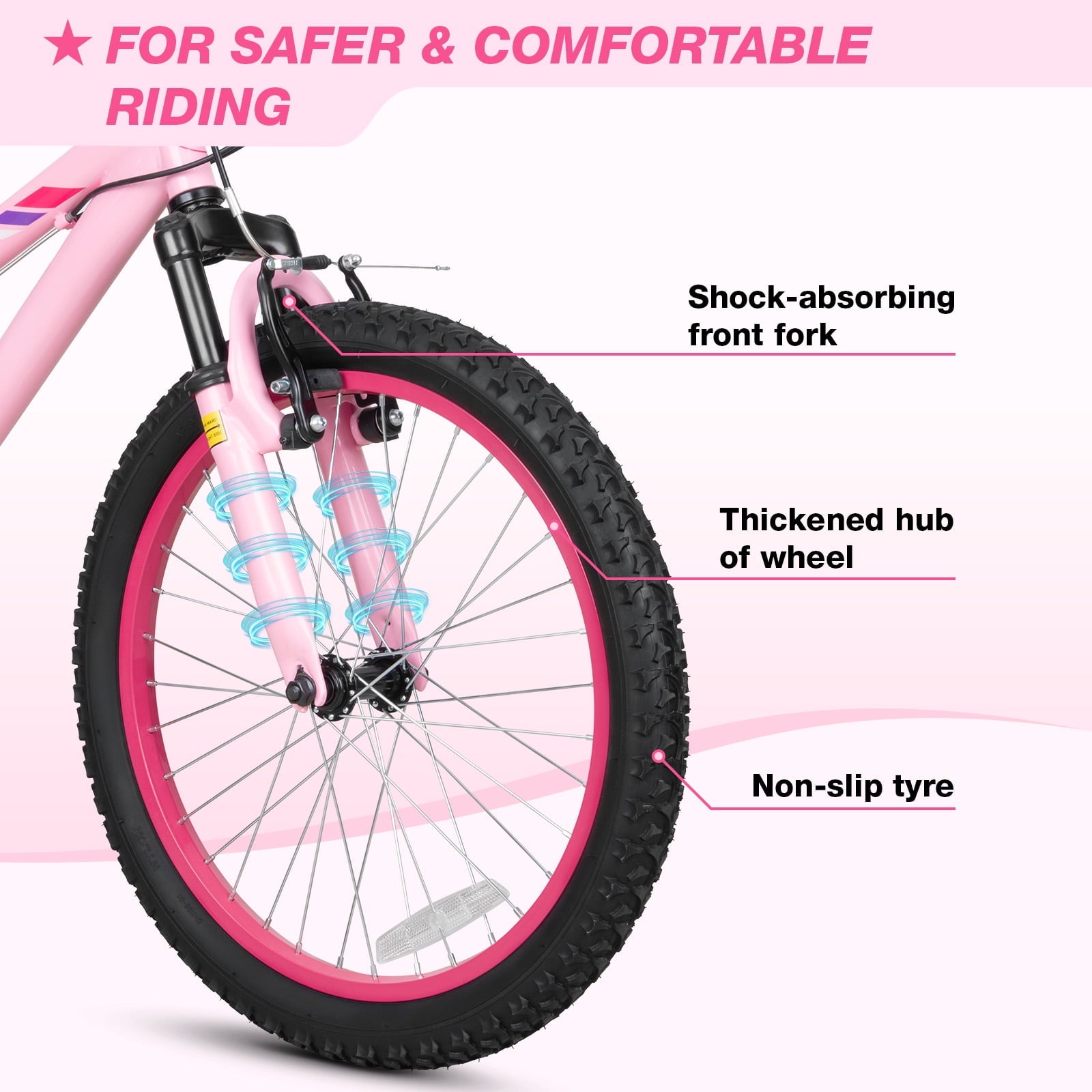 Hykolity 24 inch Kids Mountain Bike,7 Speed Kid Bicycle Age 8-14 Year Old with Front Suspension Fork,Adjustable Seat Height,High-Carbon Steel,Purple