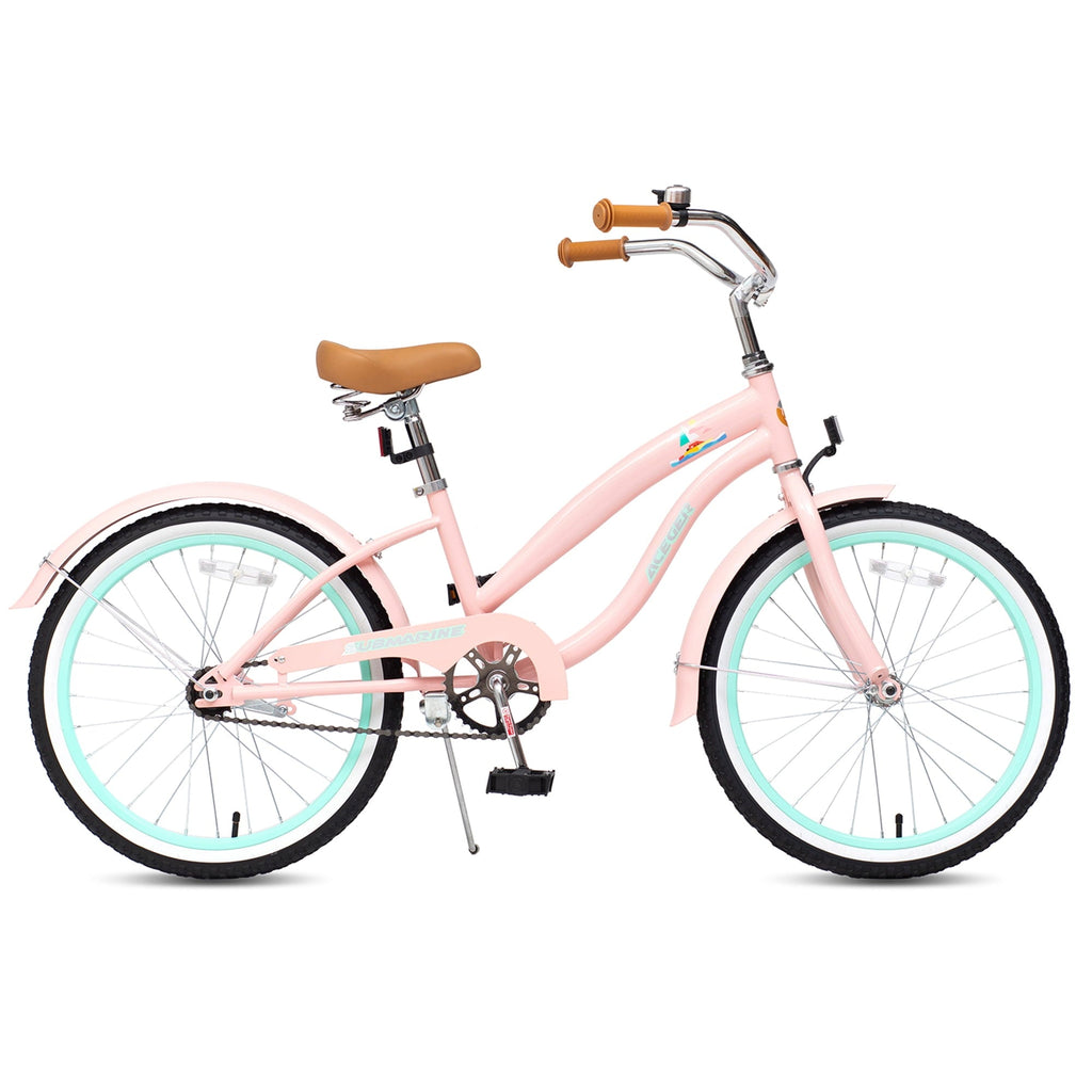 ACEGER 20 Inch Beach Cruiser Bike for Girls Ages 9-13, Pink