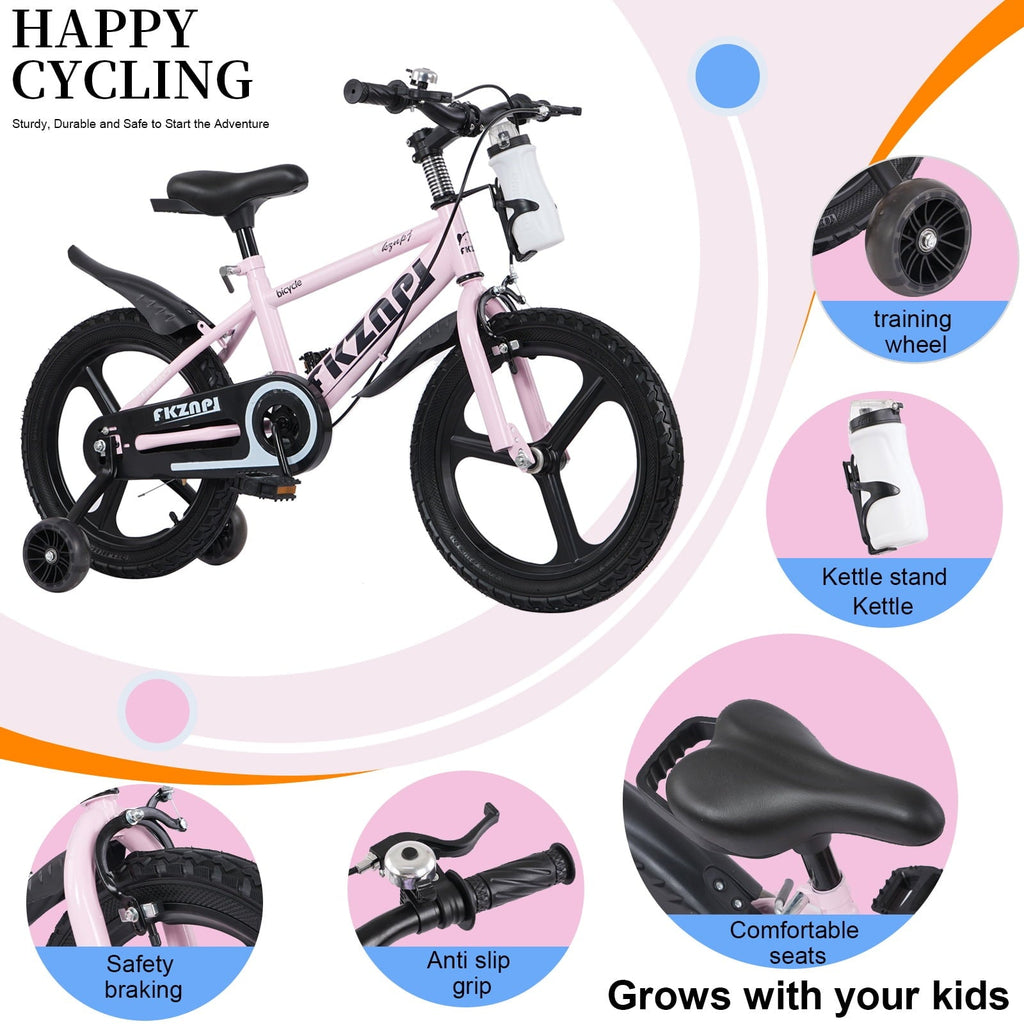 18 inch Kids Bike for Boys and Girls, SHINPT Kids Bicycle with Training Wheels, Bicycle for Kids Ages 5-9 , 18 Boys Bike with Adjustable Saddle&Handlebar, Girls Bike for Kids for Outdoor, Park