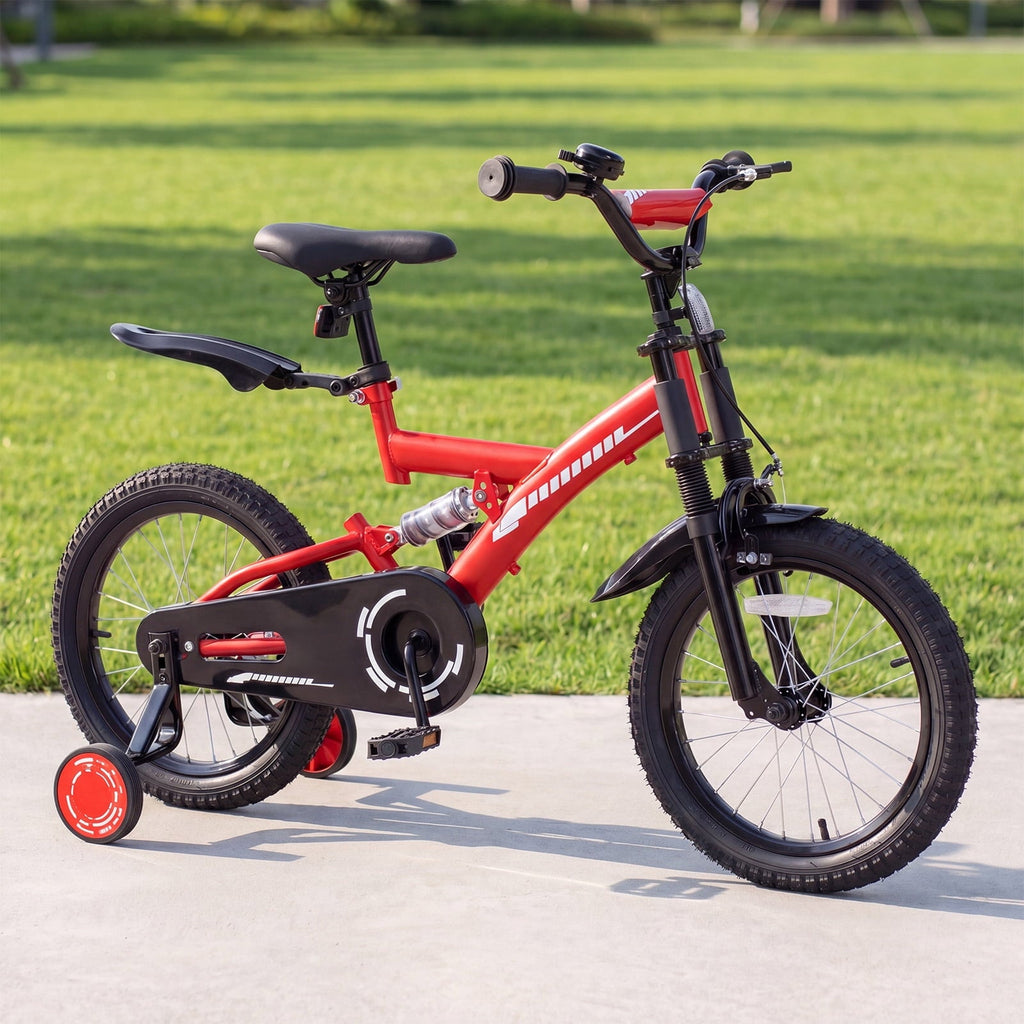 Fenbeli 18 Inch Kids Bike with Training Wheels for Girls Boys Ages 6-9, Red