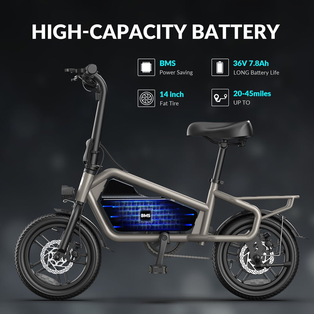 5TH WHEEL 14 Electric Bike for Adults with 650W Peak Motor Electric Bicycle, 36V 7.8Ah Battery Ebike, UL2849