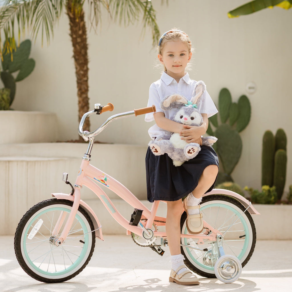 ACEGER 20 Inch Beach Cruiser Bike for Girls Ages 9-13, Pink