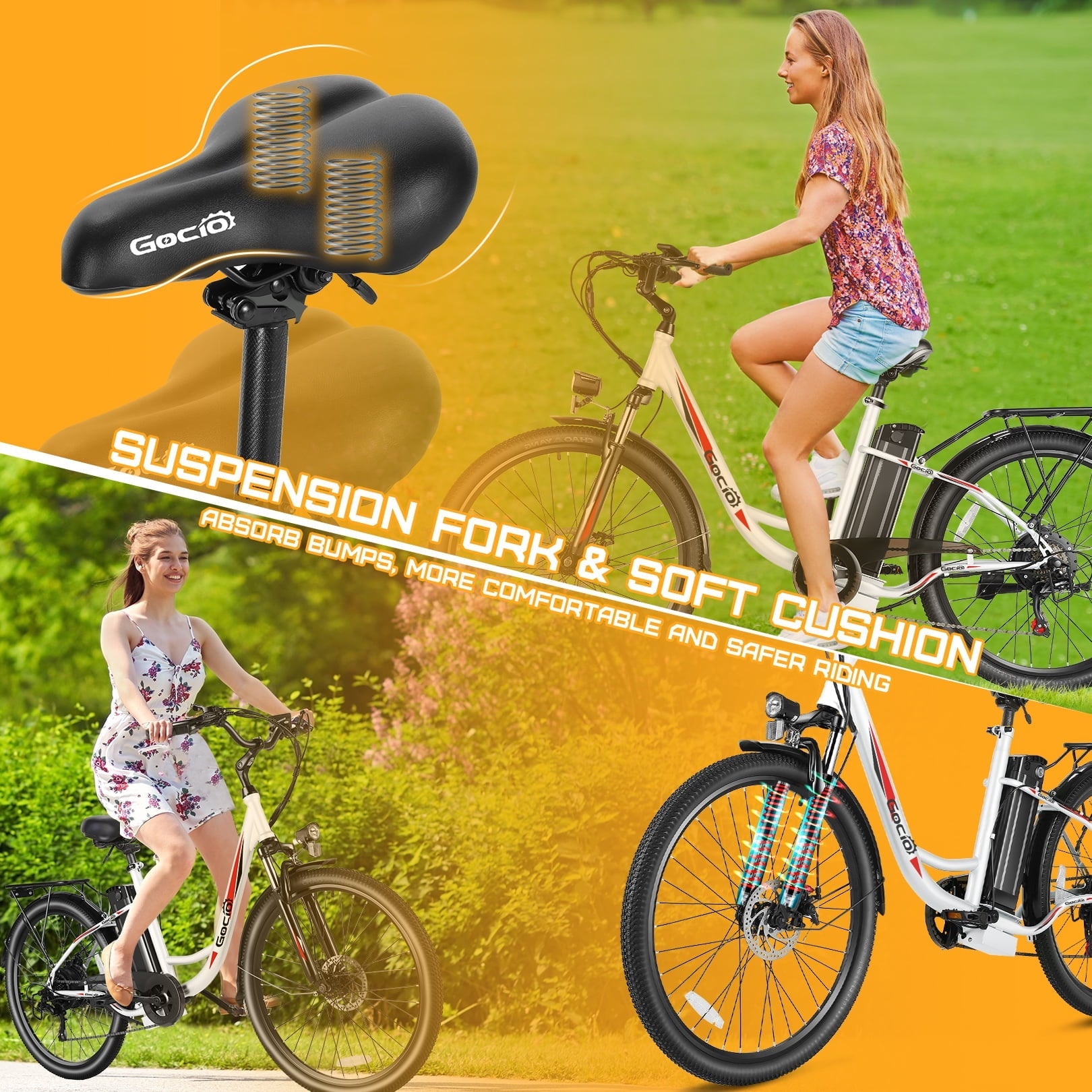 Gocio 26 Electric Bike for Adults, 500W Motor, City Commuter E-Bike, 48V 7.8Ah Removable Battery, Max 19.8Mph, 7 Speed, UL2849