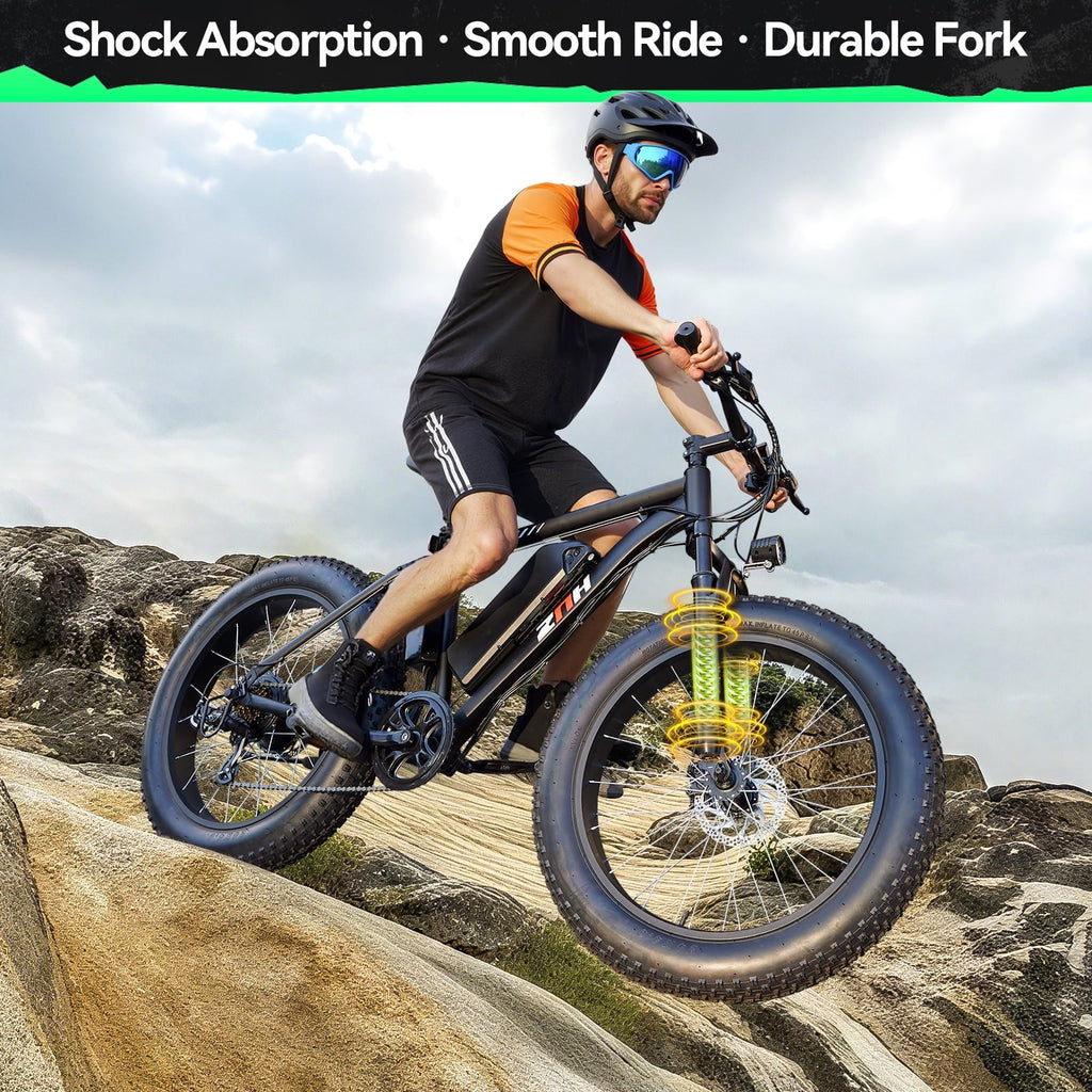 ZNH Peak 1000w Electric Bicycle for Adults,24*4 Fat Tire Ebike for Snow&Beach, Electric Mountain Bike w 48V 13AH Removable Battery, UL2849 , Black