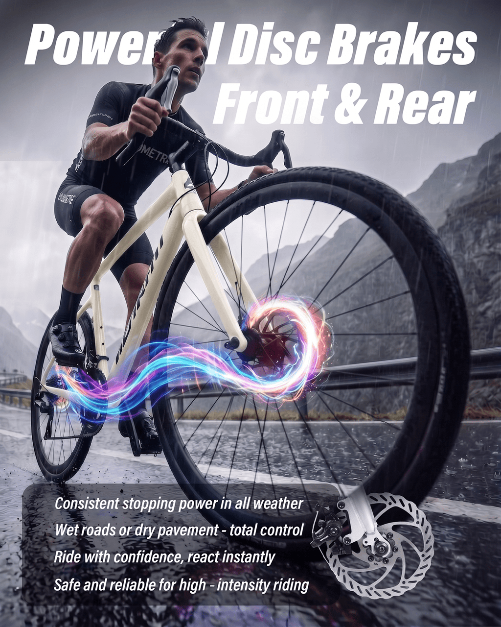 700C Road Bike 16 Speed, Sport Bike Performance Aluminum Road Bike, City Commuter Bicycle with Dual Disc Brakes, Lightweight Racing Bicycle for Men &Women, Cream