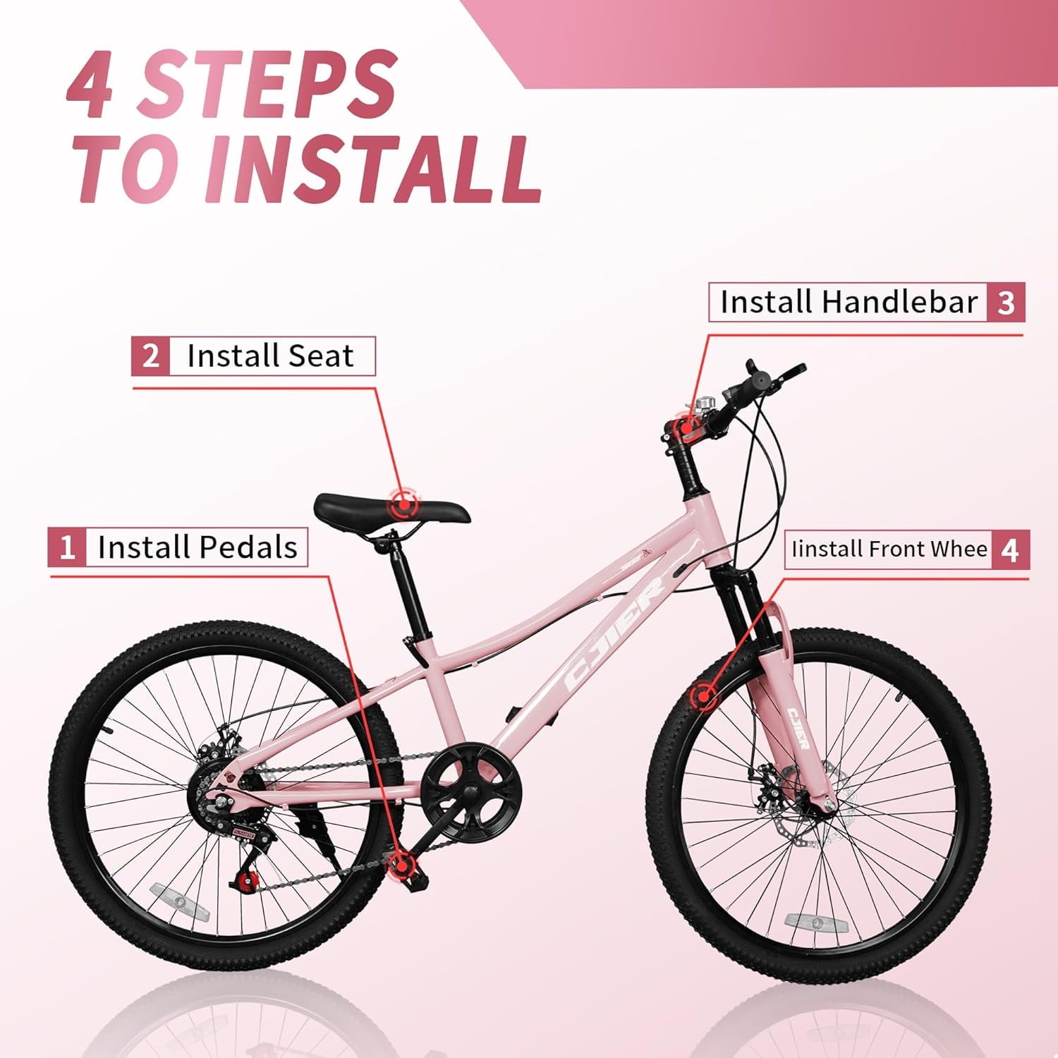 DEYGIA 20 Inch Kids Mountain Bike, Bikes for Boys, 7-Speed with Front Suspension, Dual Disc Brakes & Knobby Tires for Ages 6-14, Multi Color