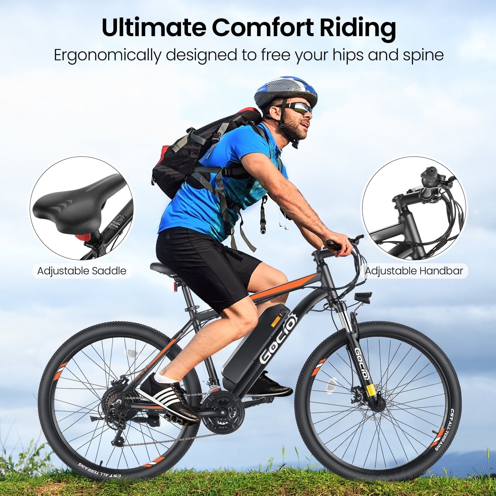 Gocio 26 Electric Bike, 350W Electric Bike for Adults 19.8MPH Electric Mountain Bike, LCD, Lockable Suspension Fork, 374.4Wh 36V Battery UL2849 Certified, 21-Speed E-Bikes Adult Electric Bicycle