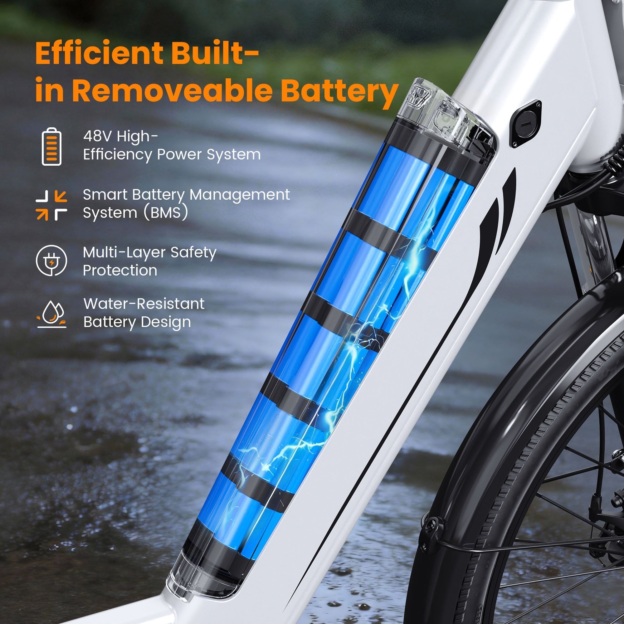 Actbest 26 Electric Bike for Woman, Peak 1200W Motor, 48V 15Ah Battery , 7-Speed, Front Suspension & LCD Display, Wide saddle suitable for women riders, Mountain EBike for Adults