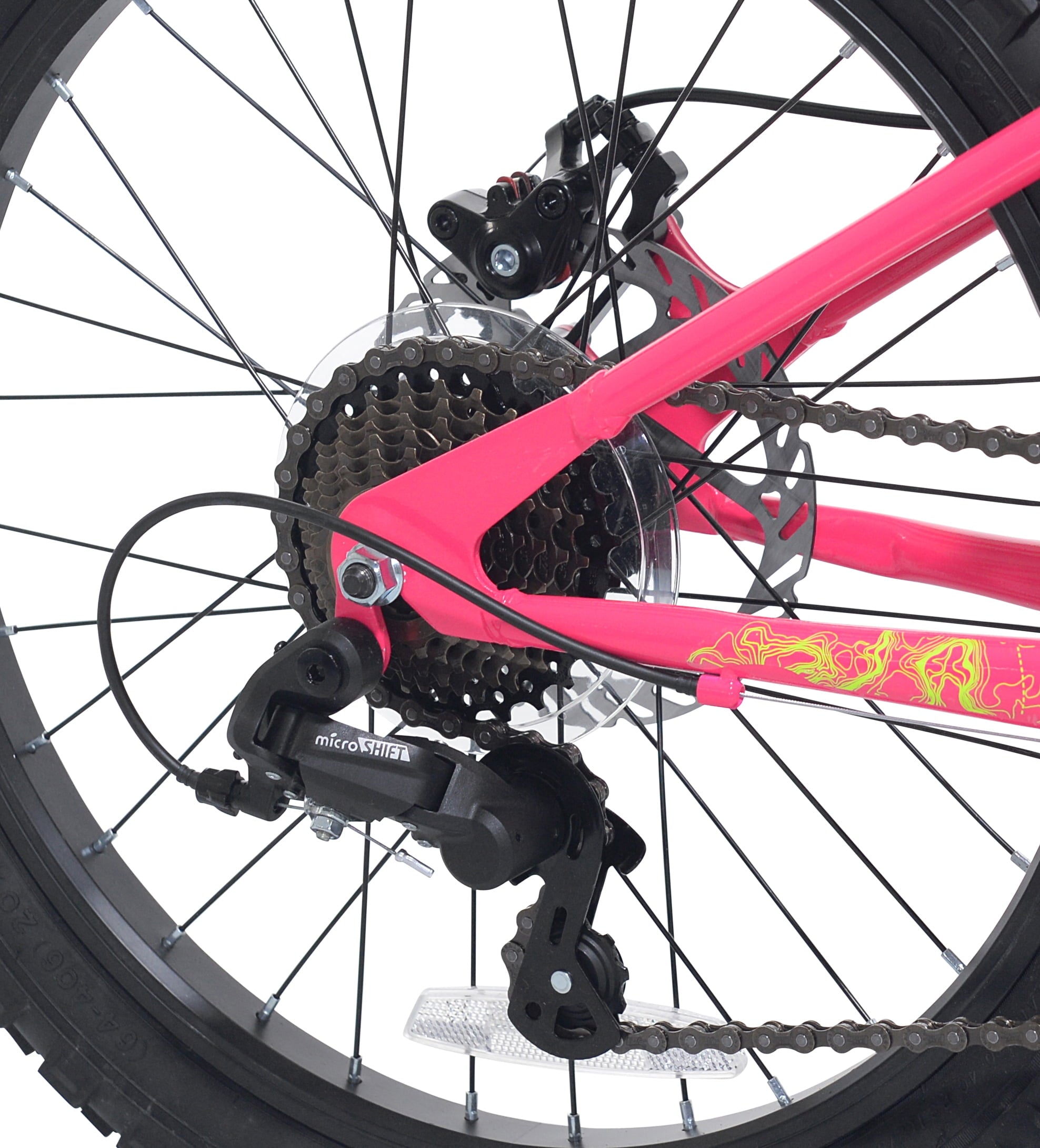 20 Ozark Trail Mountain Bike, 7 Speed, Fits Rider 3'11-4'4, Pink, Child/Tween/Teen, Unisex